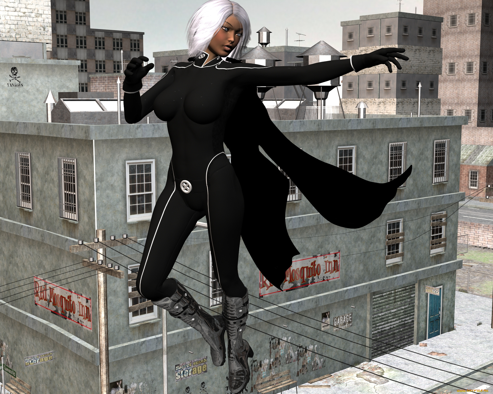 3д, графика, fantasy, , фантазия, полет, супермен, девушка