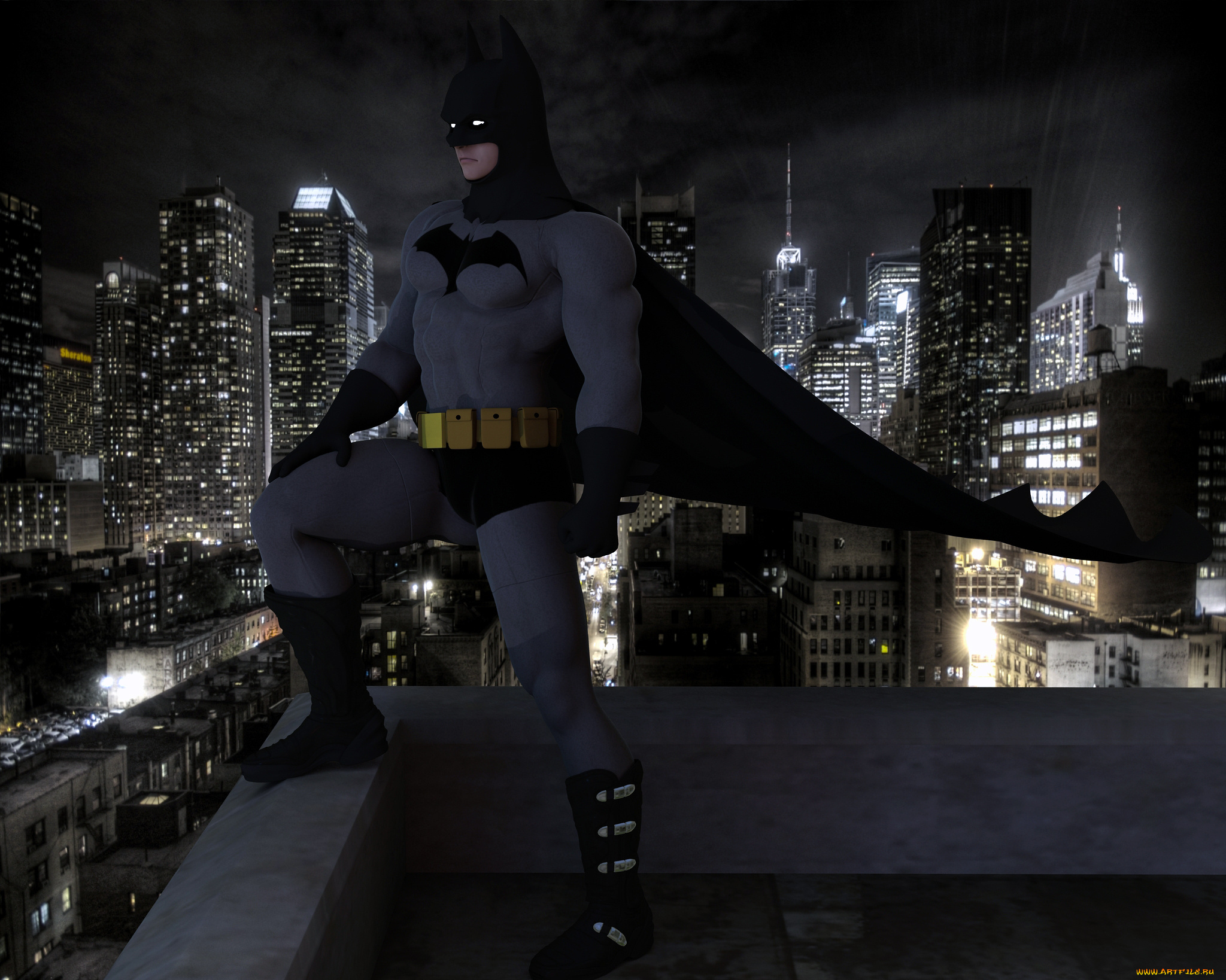 3д, графика, fantasy, , фантазия, супермен, ночь