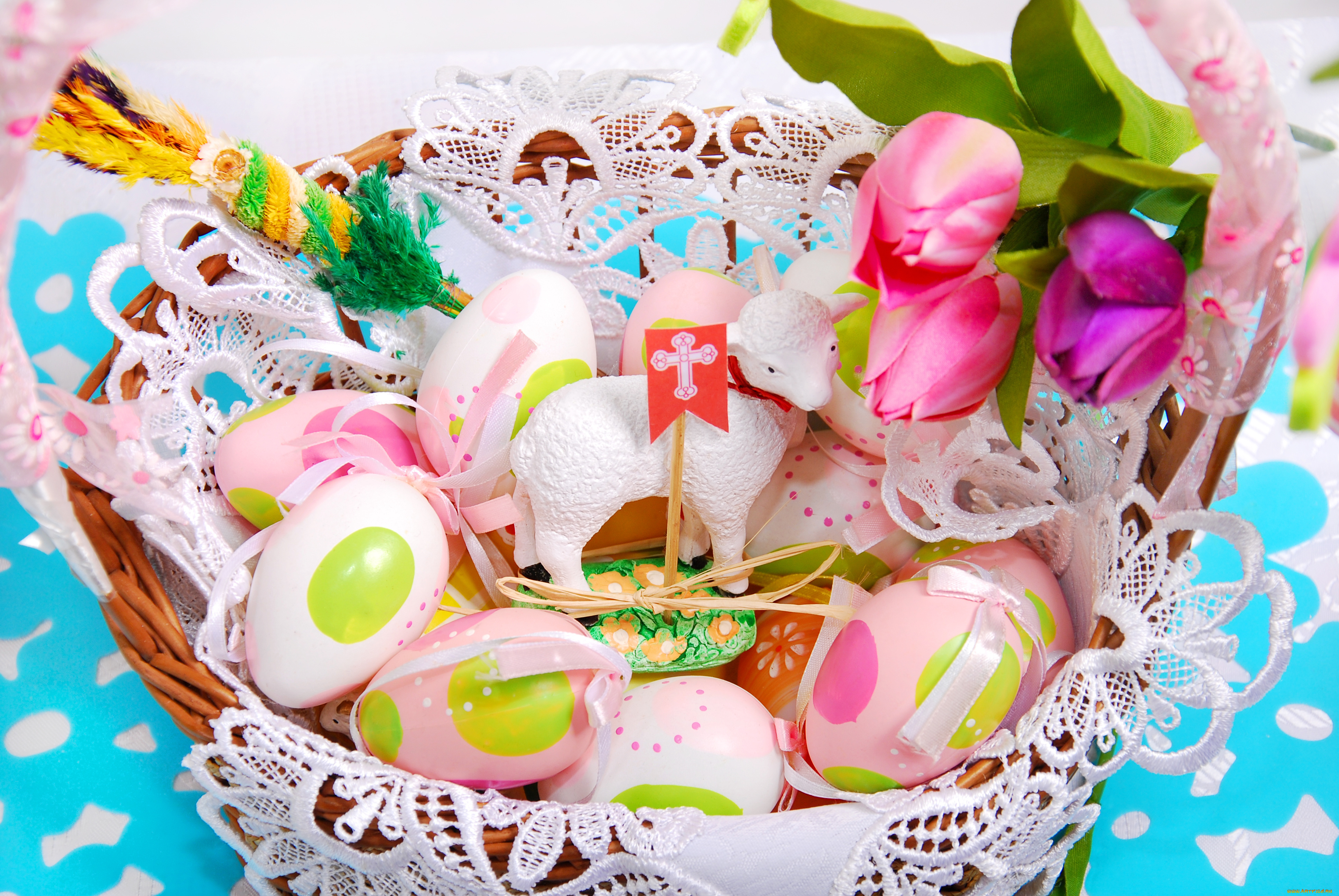 праздничные, пасха, цветы, праздник, яйца, барашек