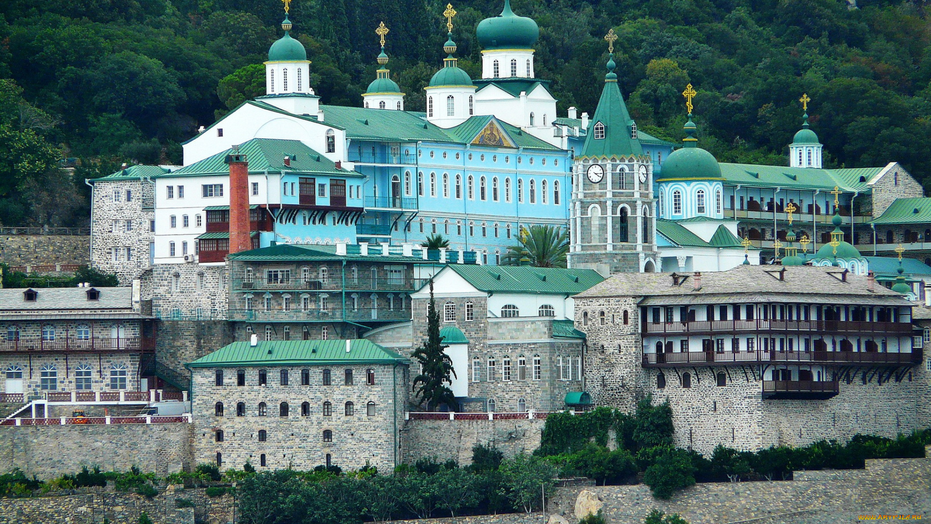 афон, , монастырь, святого, пантелеймона, города, -, православные, церкви, , монастыри, ландшафт, греция, монастырь, афон