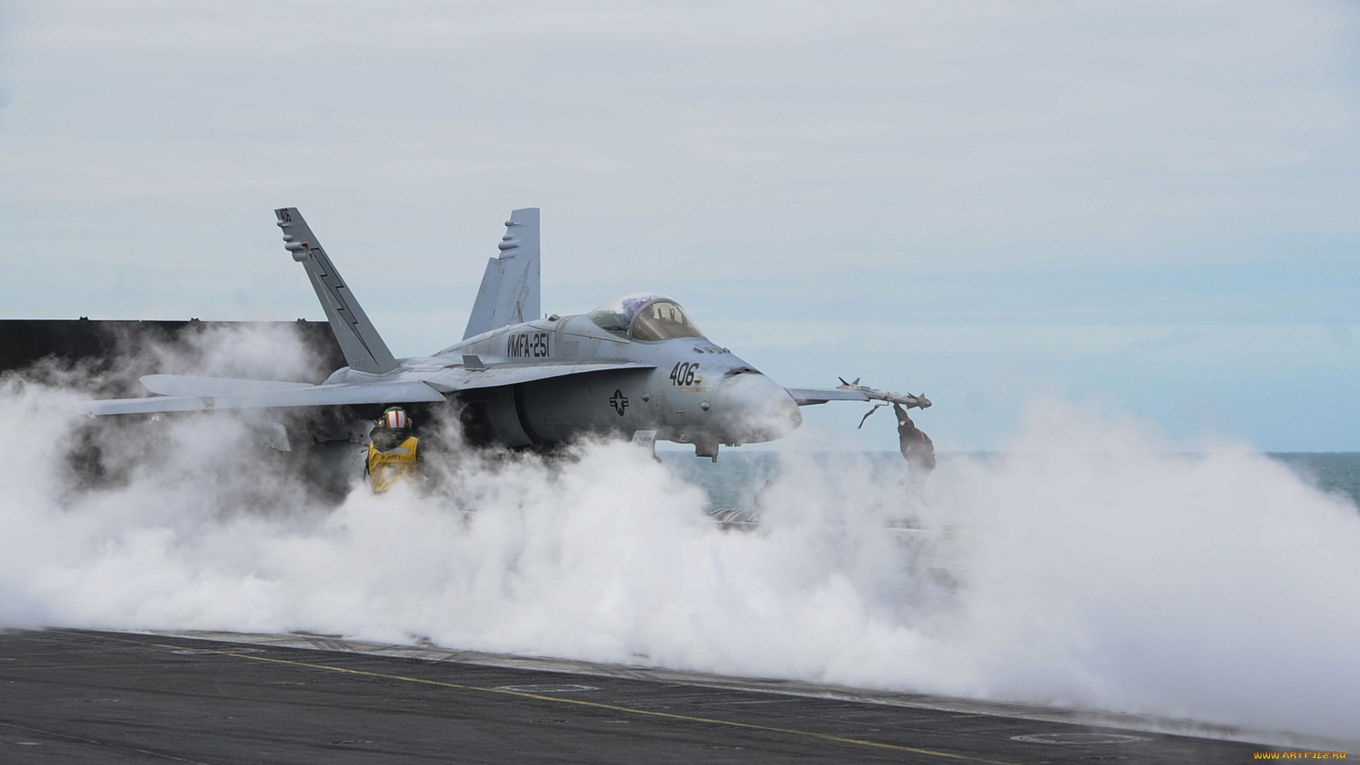 авиация, боевые, самолёты, многоцелевой, fa-18c, hornet, палуба, взлёт, истребитель