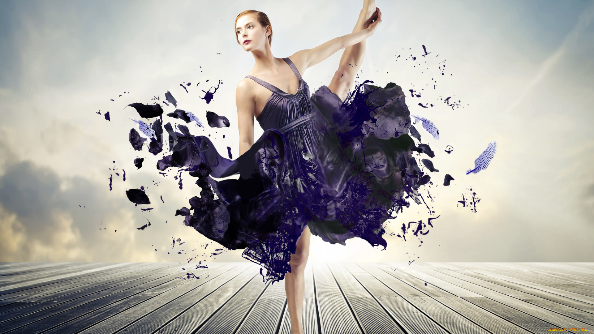 девушки, -unsort, , креатив, платье, краска, блондинка, девушка