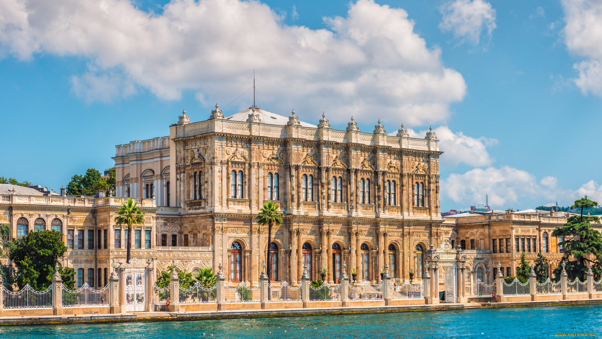 dolmabahce, palace, города, стамбул, , турция, набережная, дворец