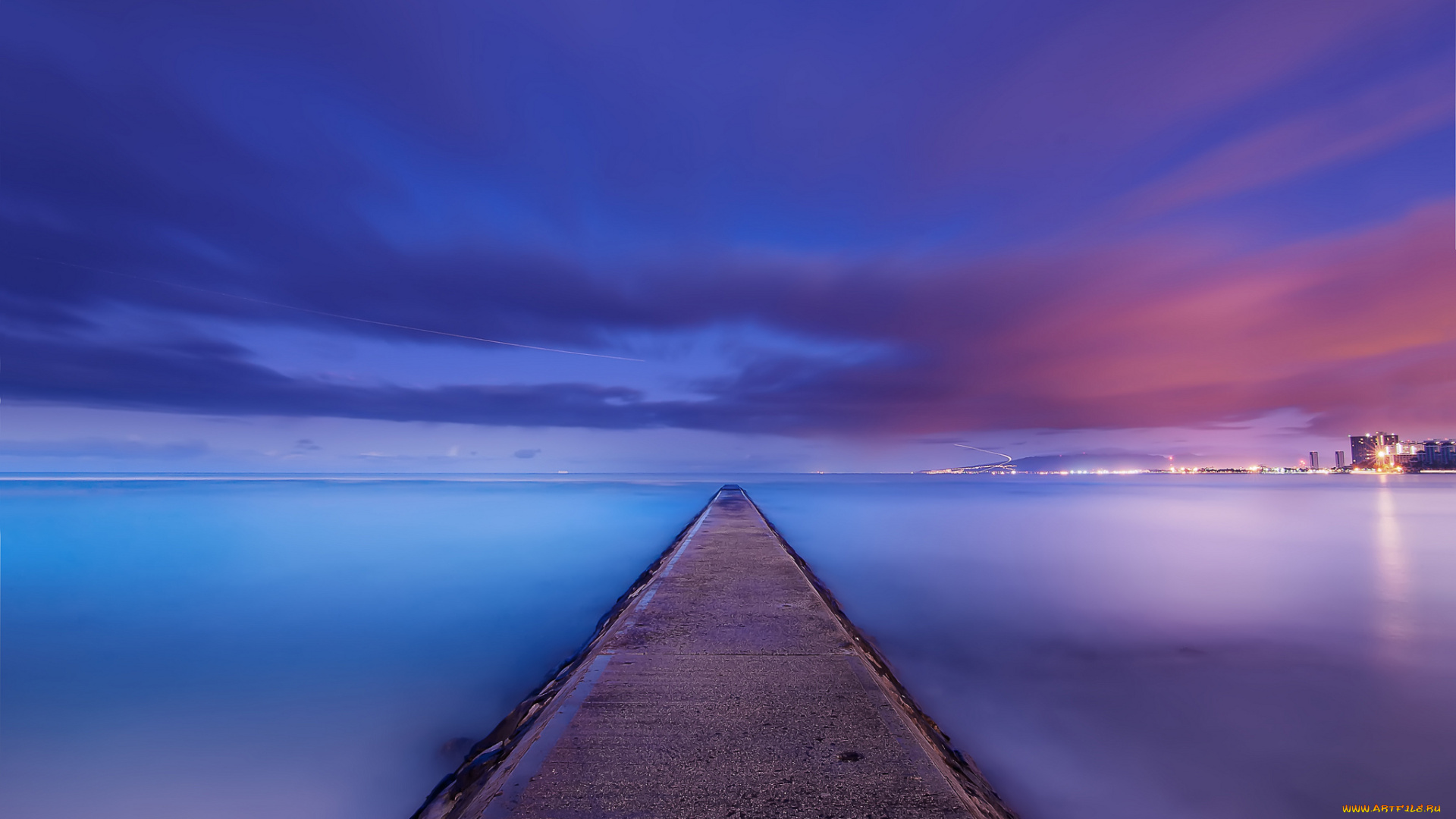 гавайи, города, -, другое, штиль, сша, берег, hawaii, usa, ночь, океан, побережье