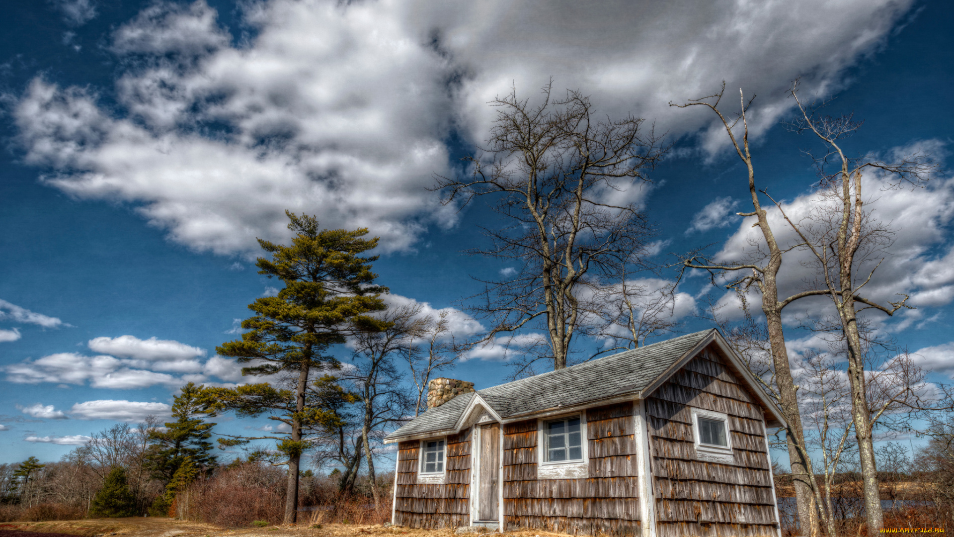 города, -, здания, , дома, домик, облака, лес