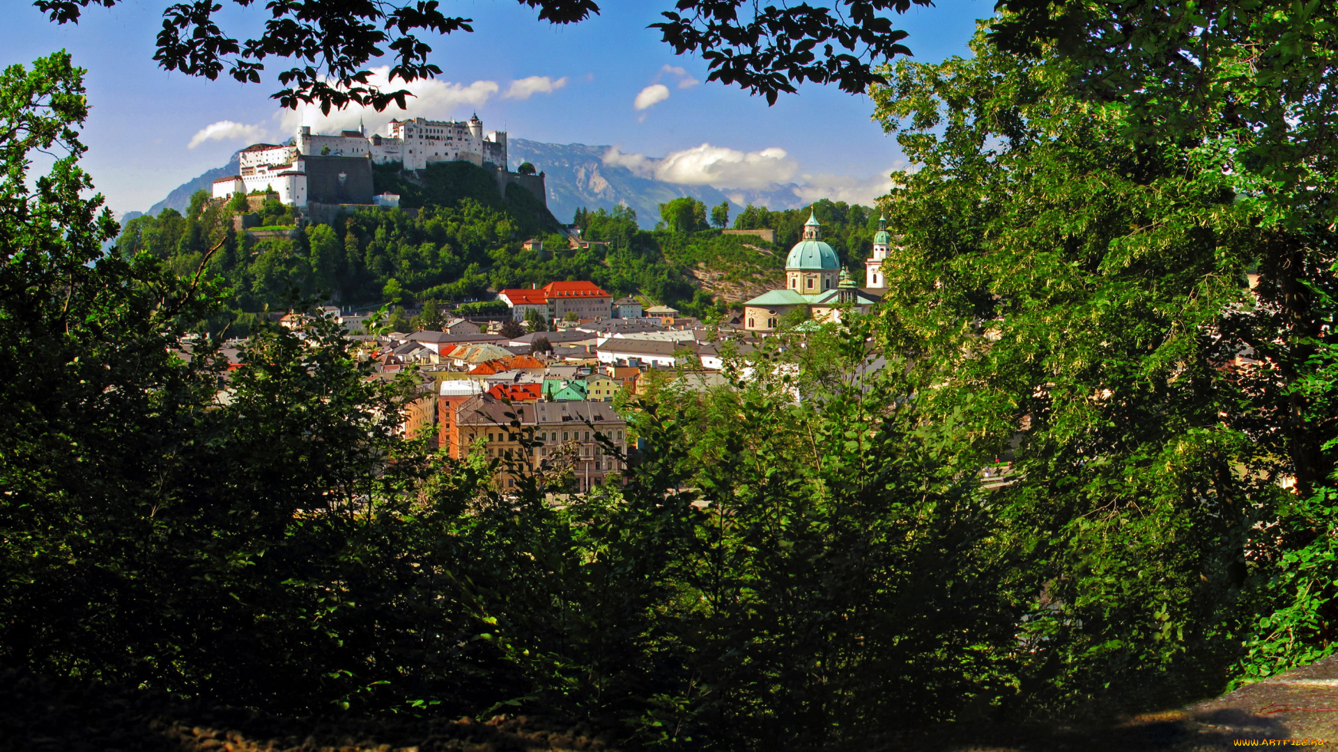 города, зальцбург, , австрия, зальцбург, пейзаж, дома