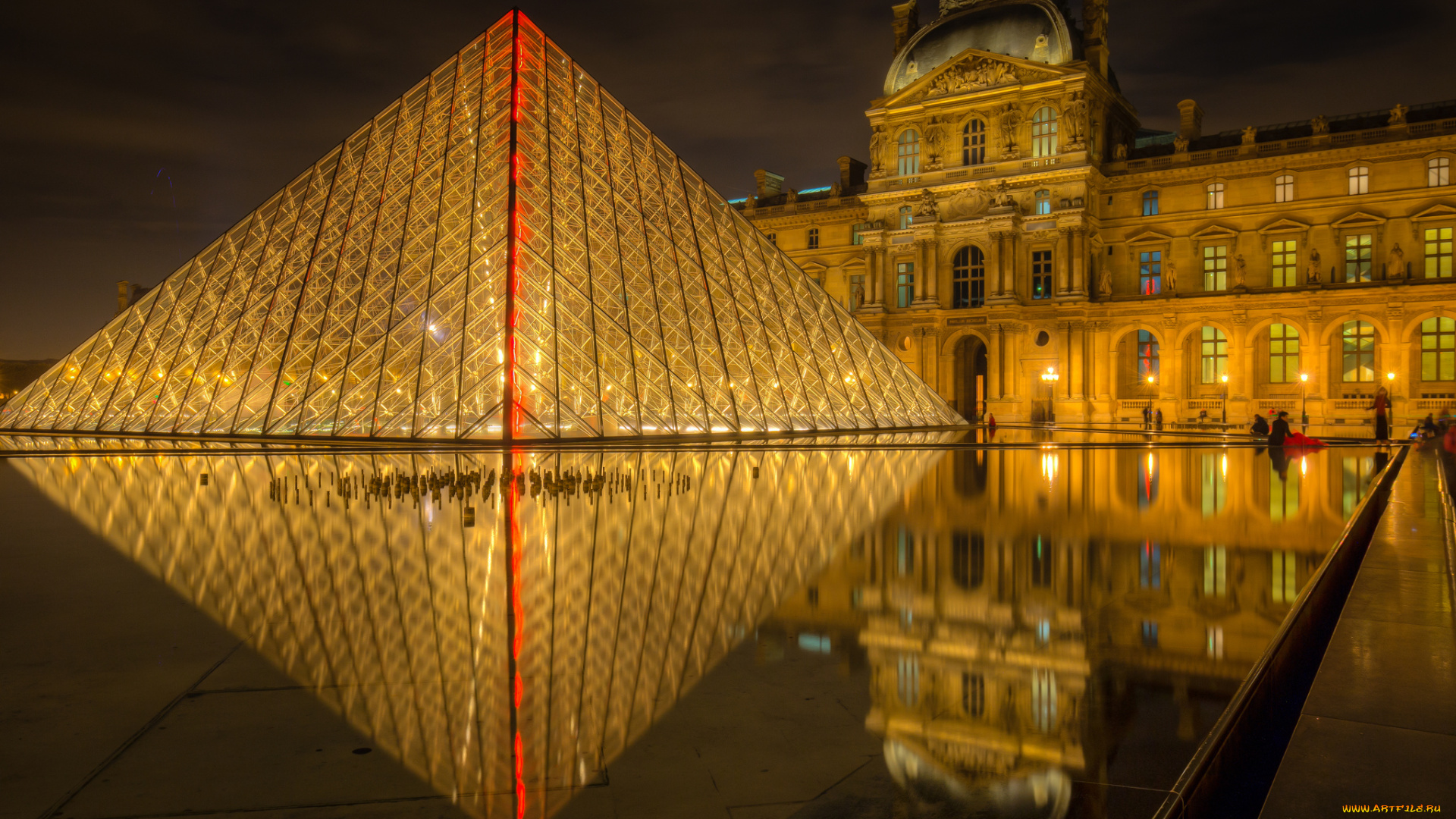 louvre, города, париж, , франция, дворец, пирамида, площадь