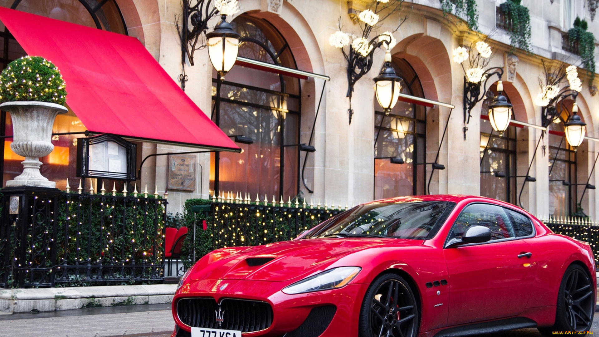 mazerati, автомобили, maserati, улица, вечернее, настроение, фонари, авто