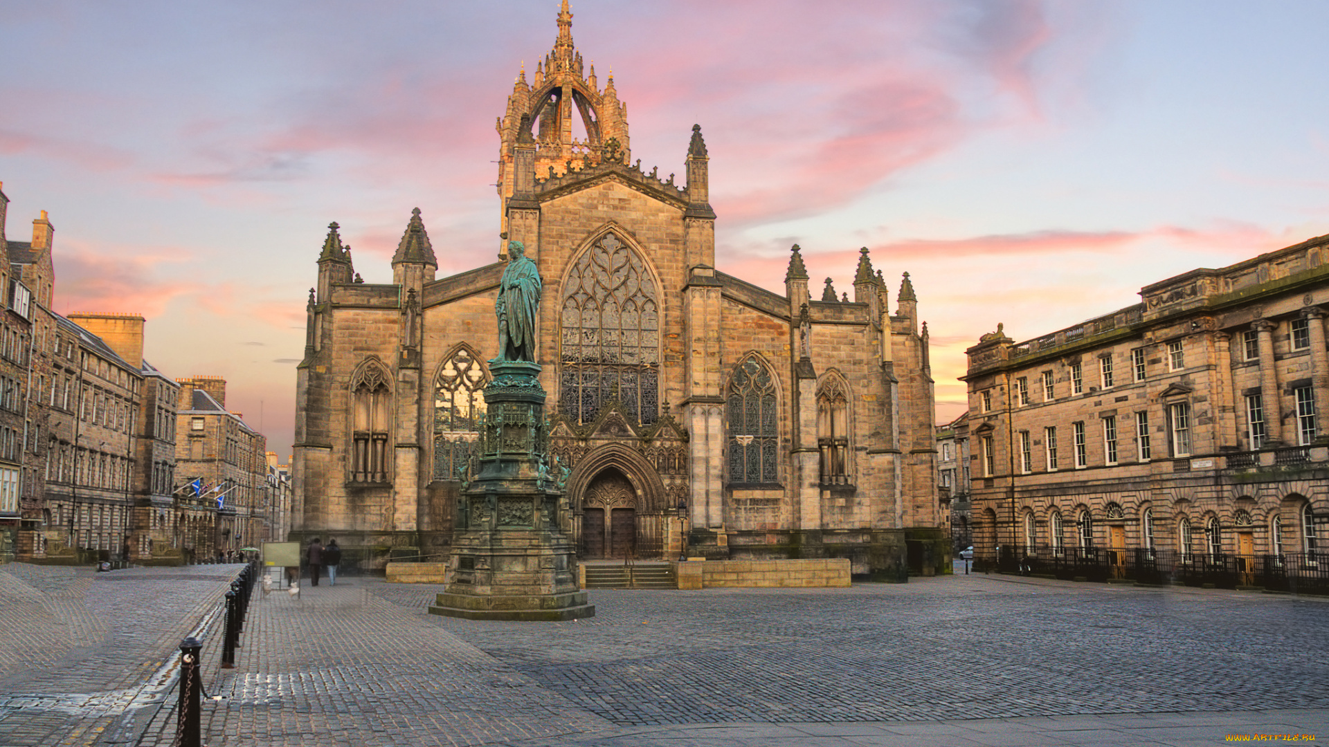 st, , giles, cathedral, города, эдинбург, , шотландия, площадь, храм, статуя