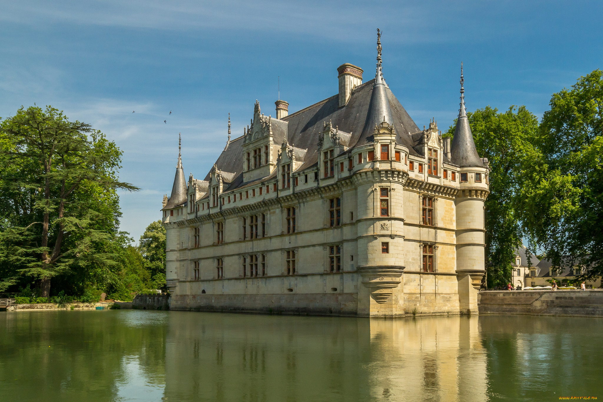 города, -, дворцы, , замки, , крепости, замок, пруд, парк