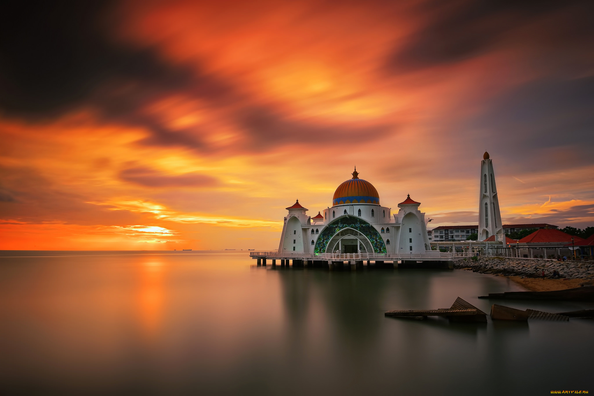 malacca, straits, mosque, города, -, мечети, , медресе, мечеть, зарево, вода