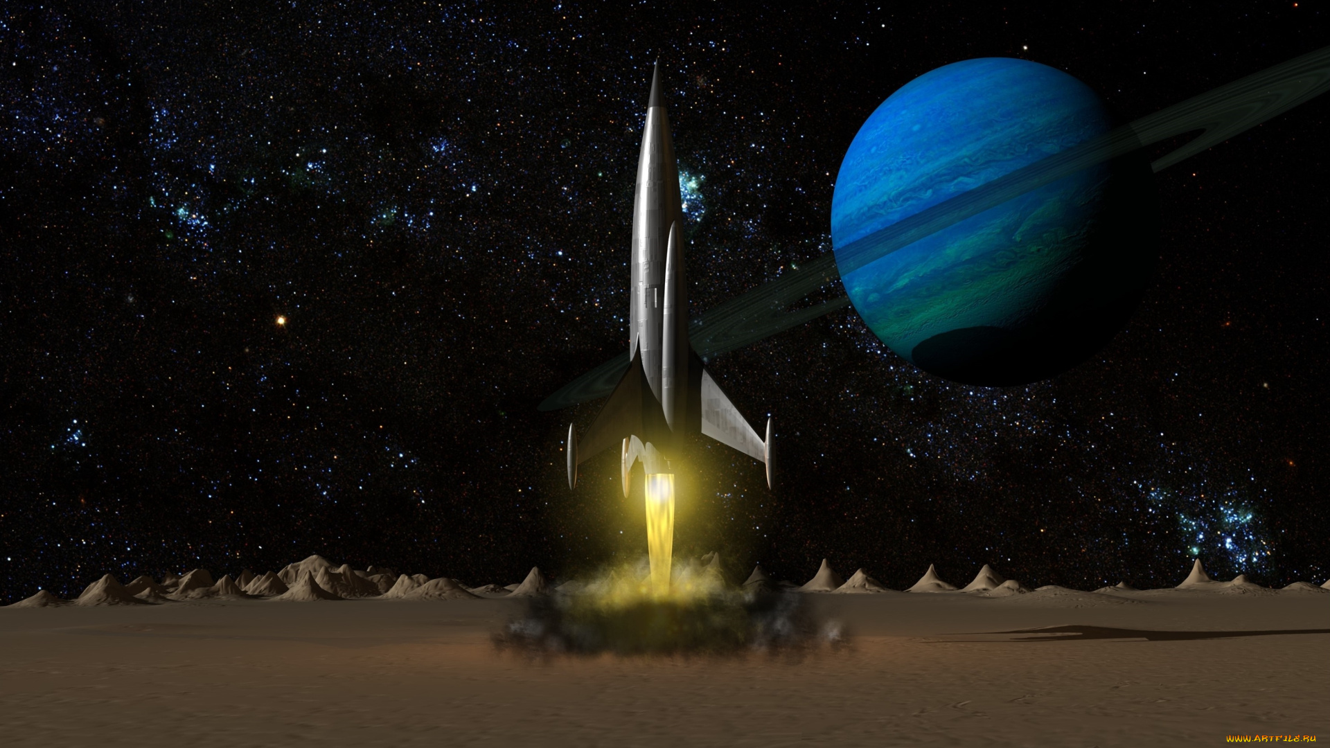 космос, арт, космический, корабль, полет, вселенная, планета
