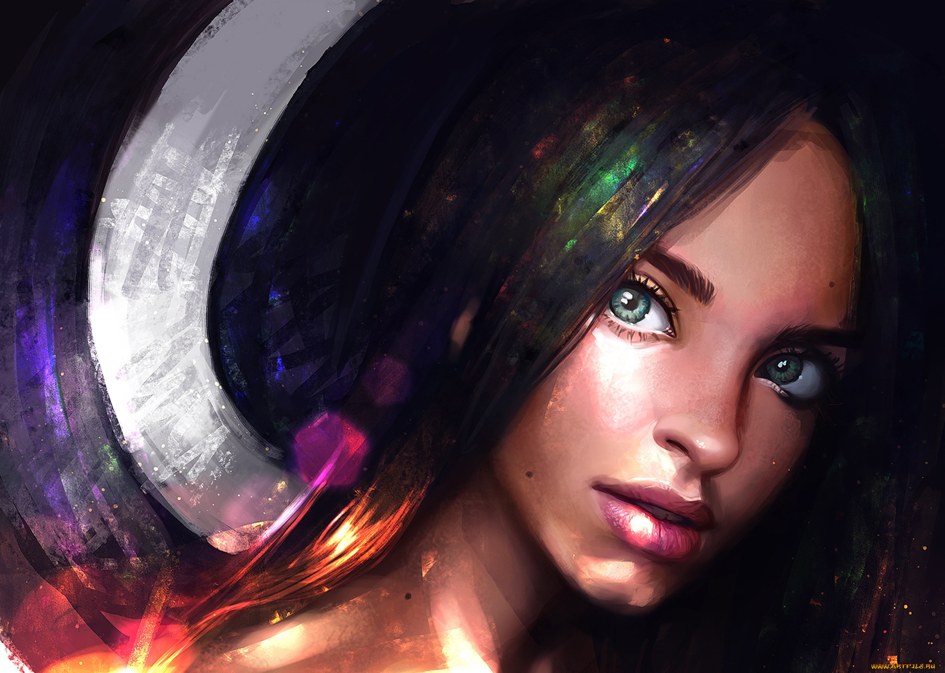 рисованное, люди, девушка, взгляд