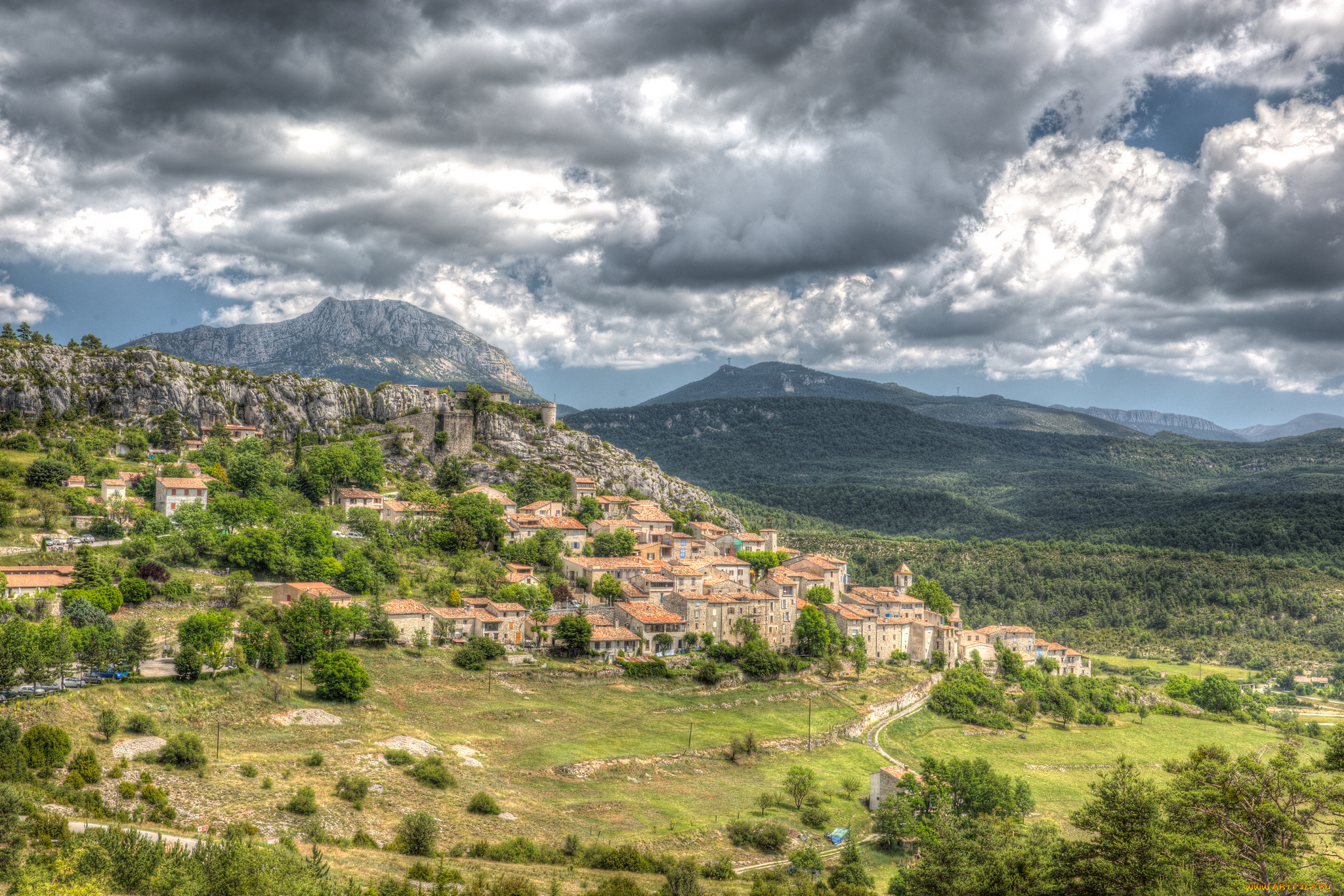 bargeme, , provence, города, -, пейзажи, горы, обзор