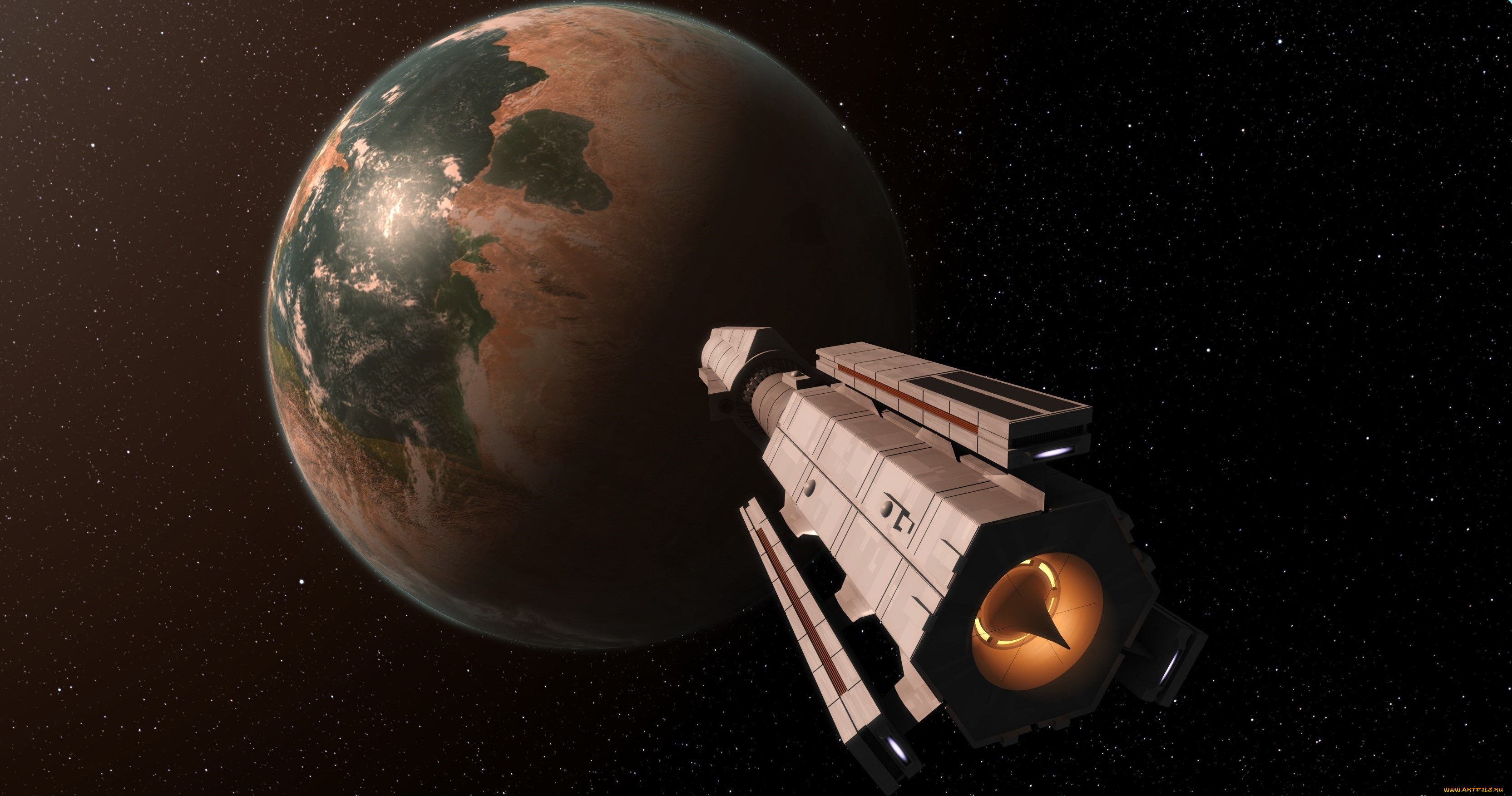 космос, арт, космический, корабль, полет, вселенная, планета