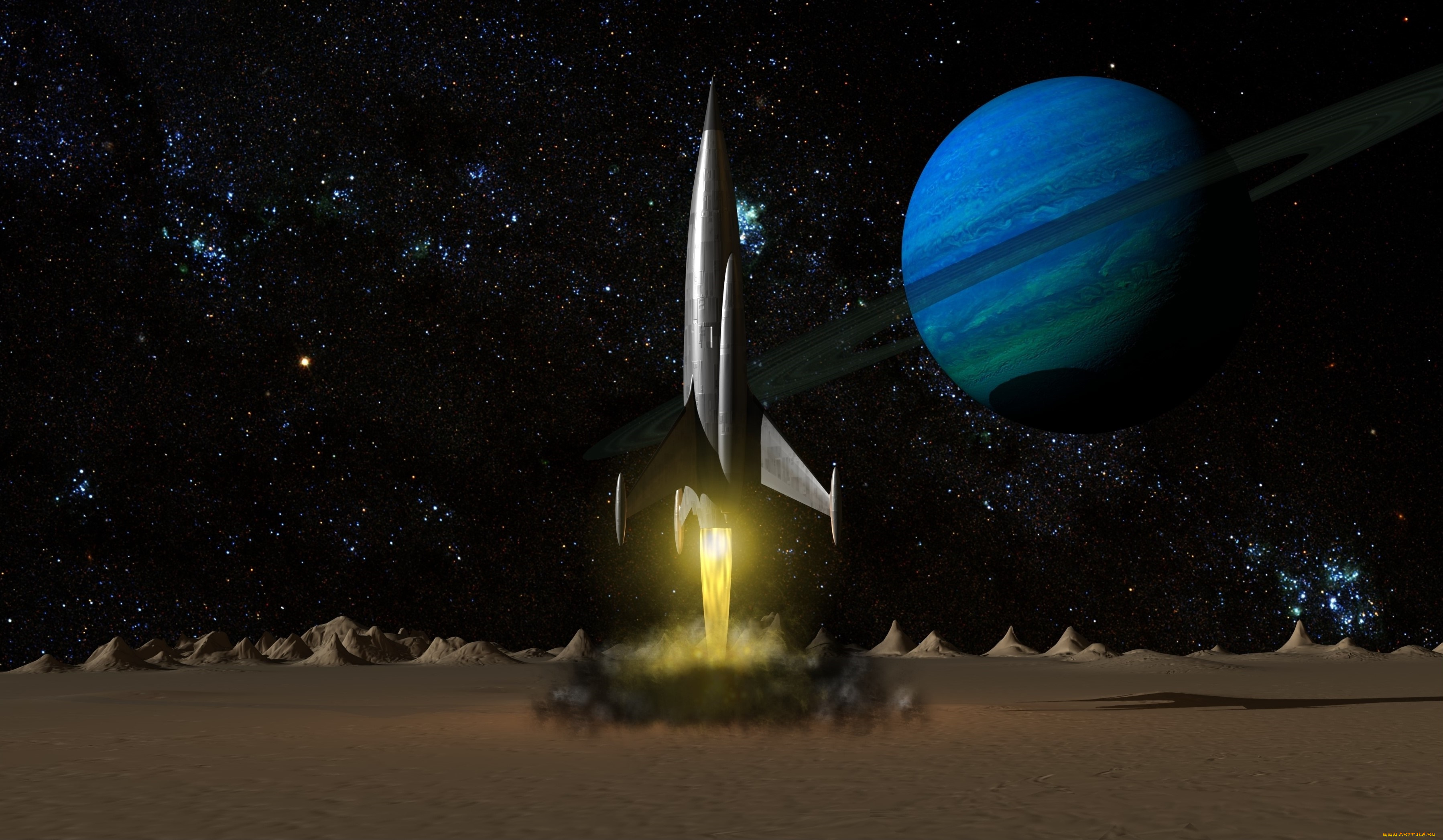 космос, арт, космический, корабль, полет, вселенная, планета