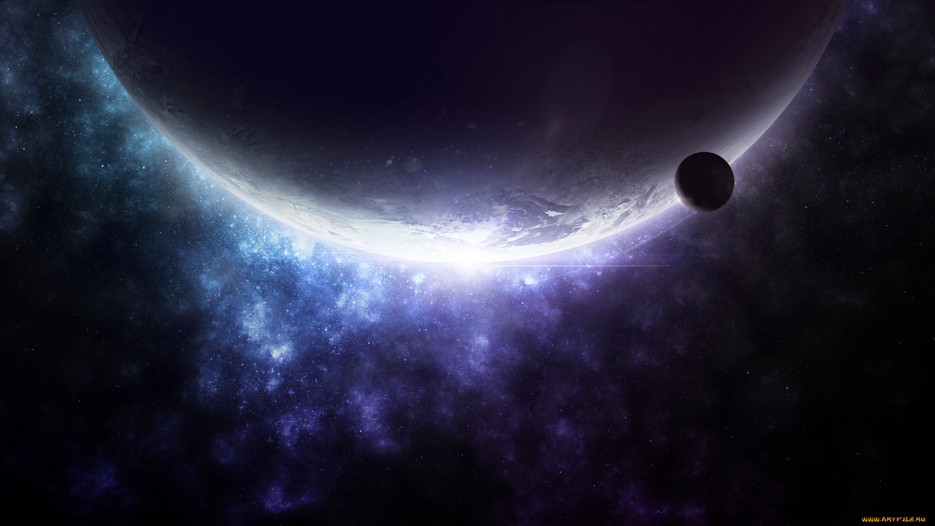 космос, арт, звезды, галактика, вселенная, планеты