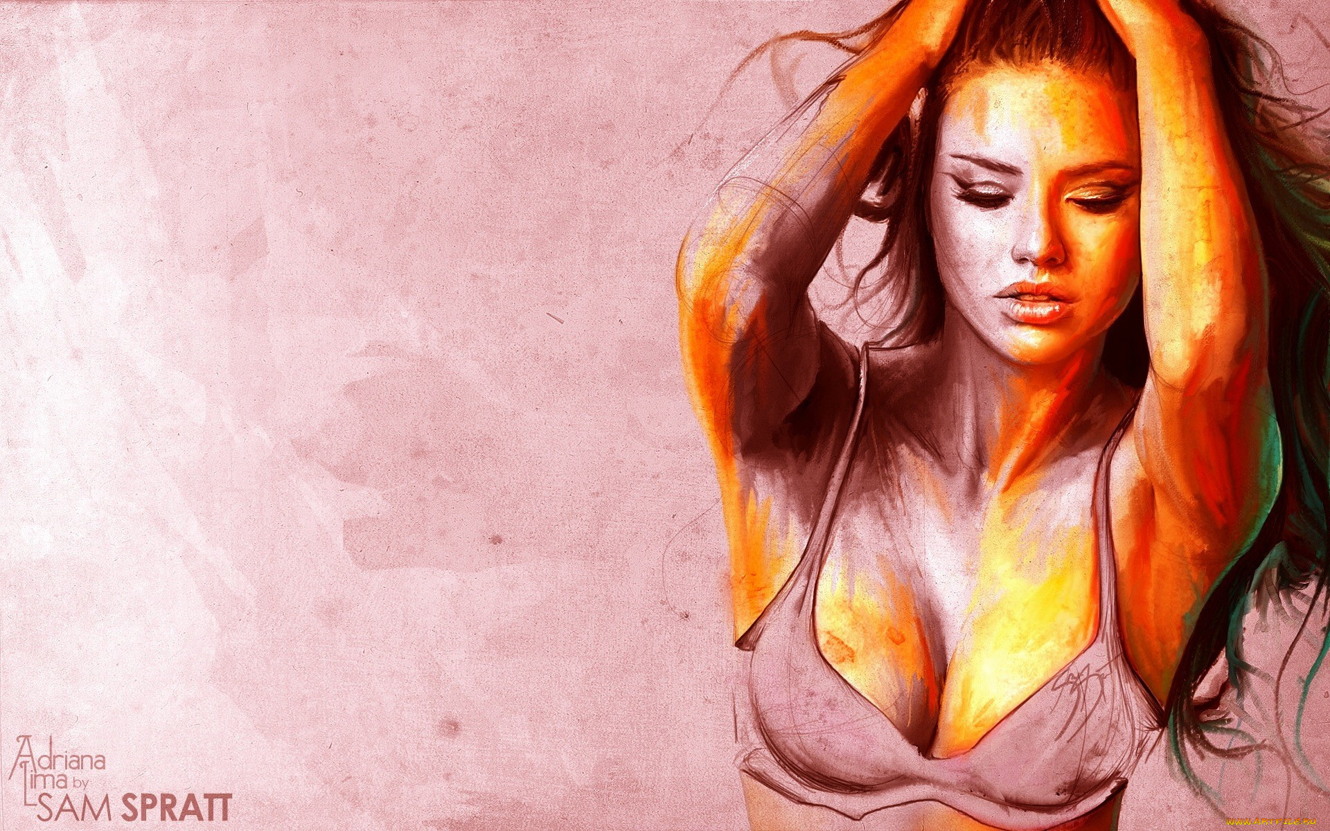 рисованное, люди, девушка, белье, модель, адриана, лима