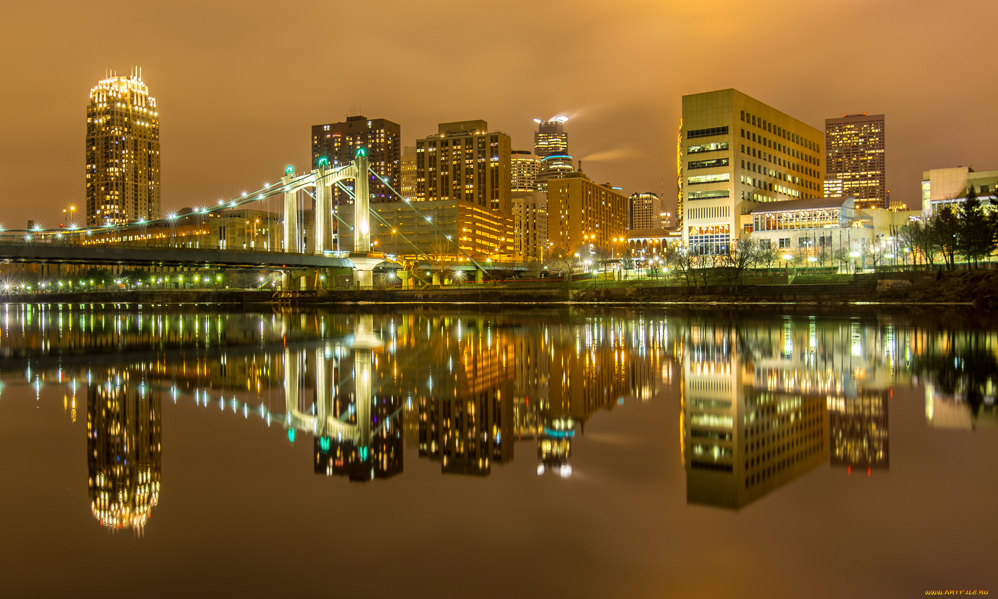 города, -, огни, ночного, города, побережье