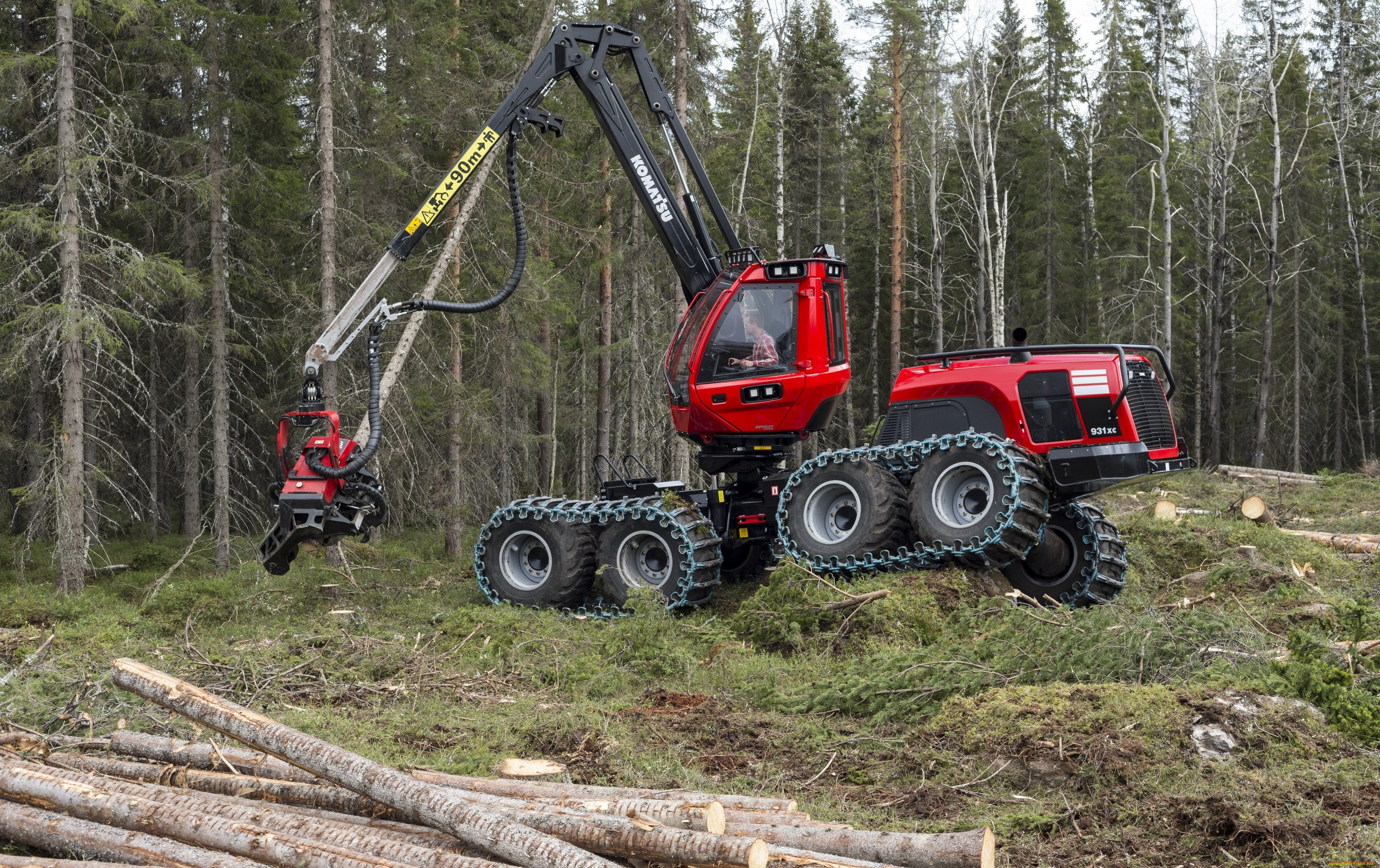 техника, лесоповалочная, техника, komatsu