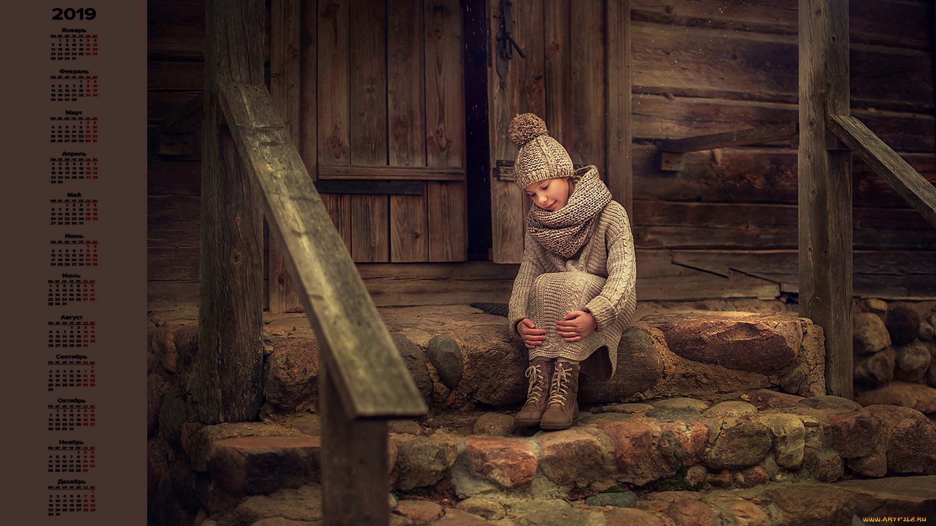 календари, дети, шапка, ступени, девочка