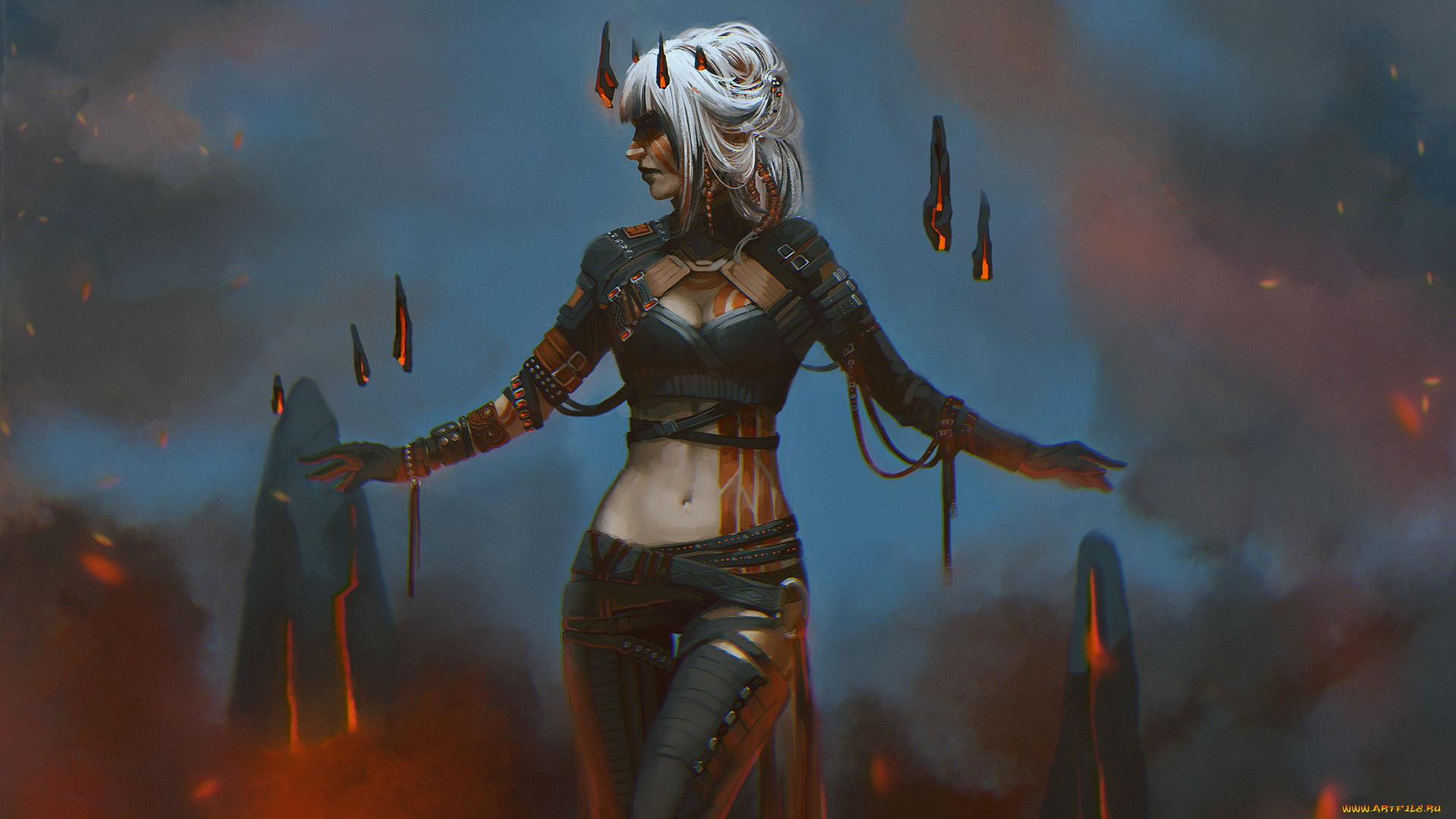 фэнтези, девушки, девушка, униформа, фон