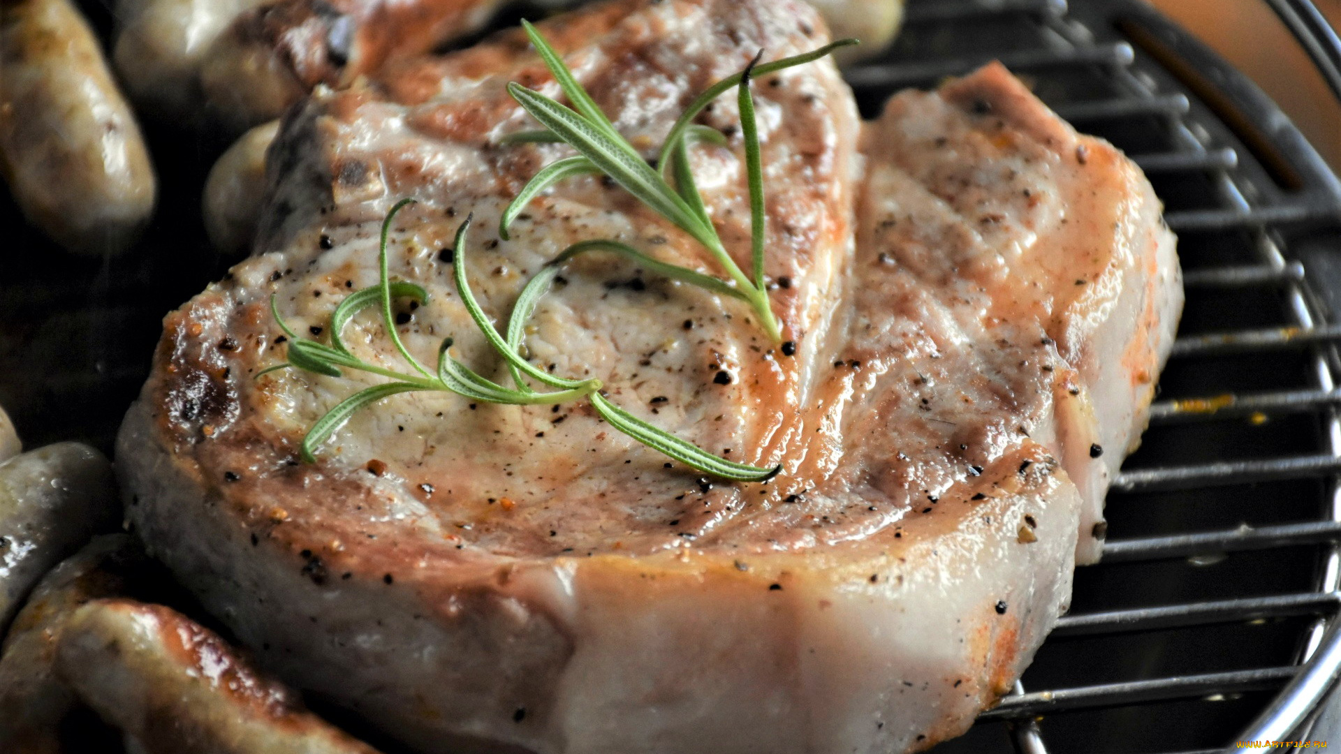 еда, мясные, блюда, отбивная, розмарин