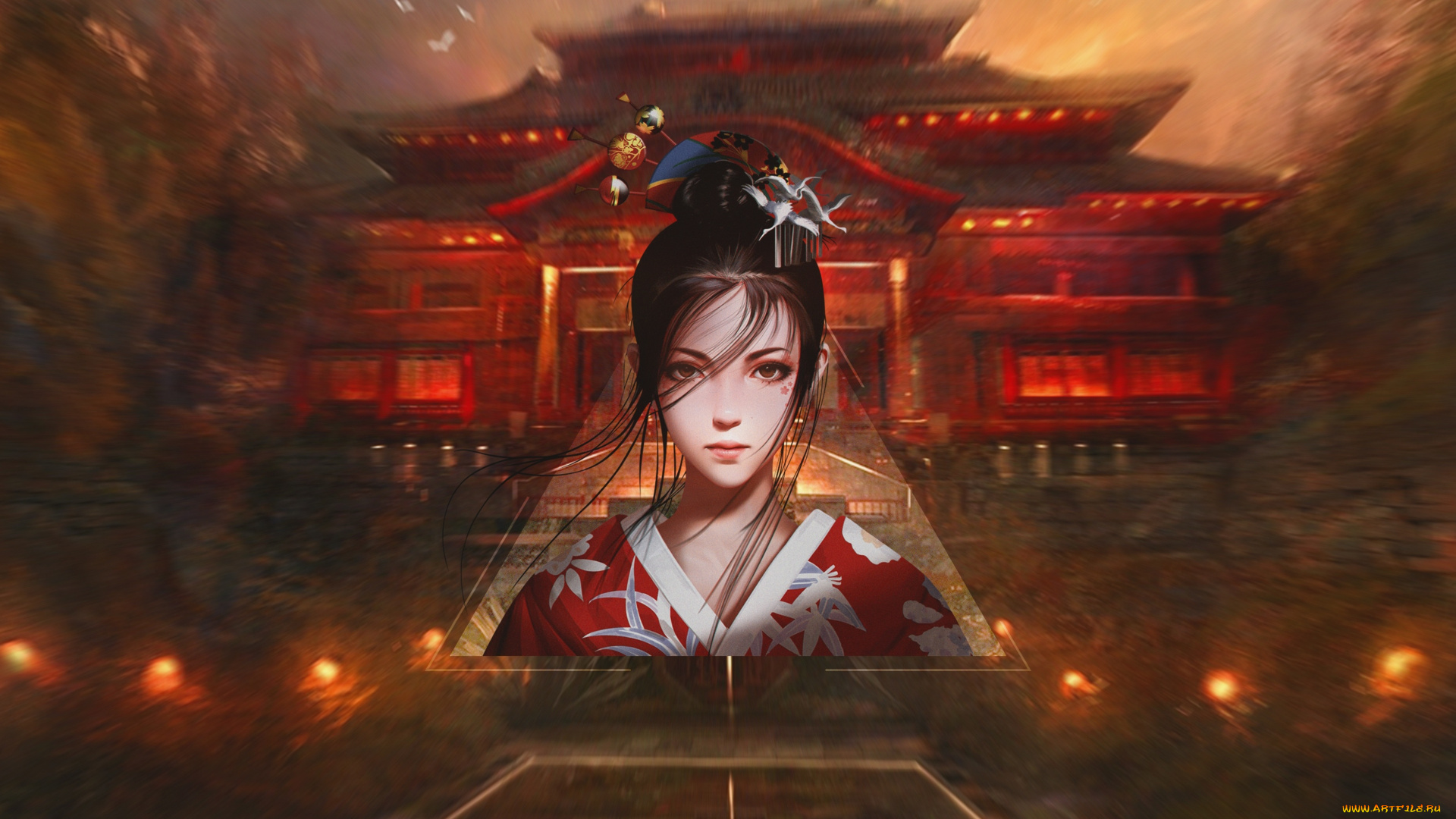 аниме, город, , улицы, , интерьер, , здания, девушка