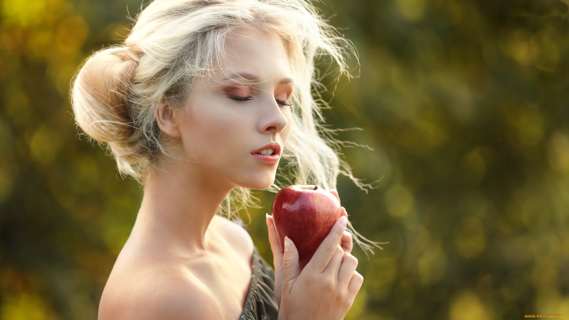 девушки, -, лица, , портреты, блондинка, яблоко, алиса, тарасенко, ?????, ?????????