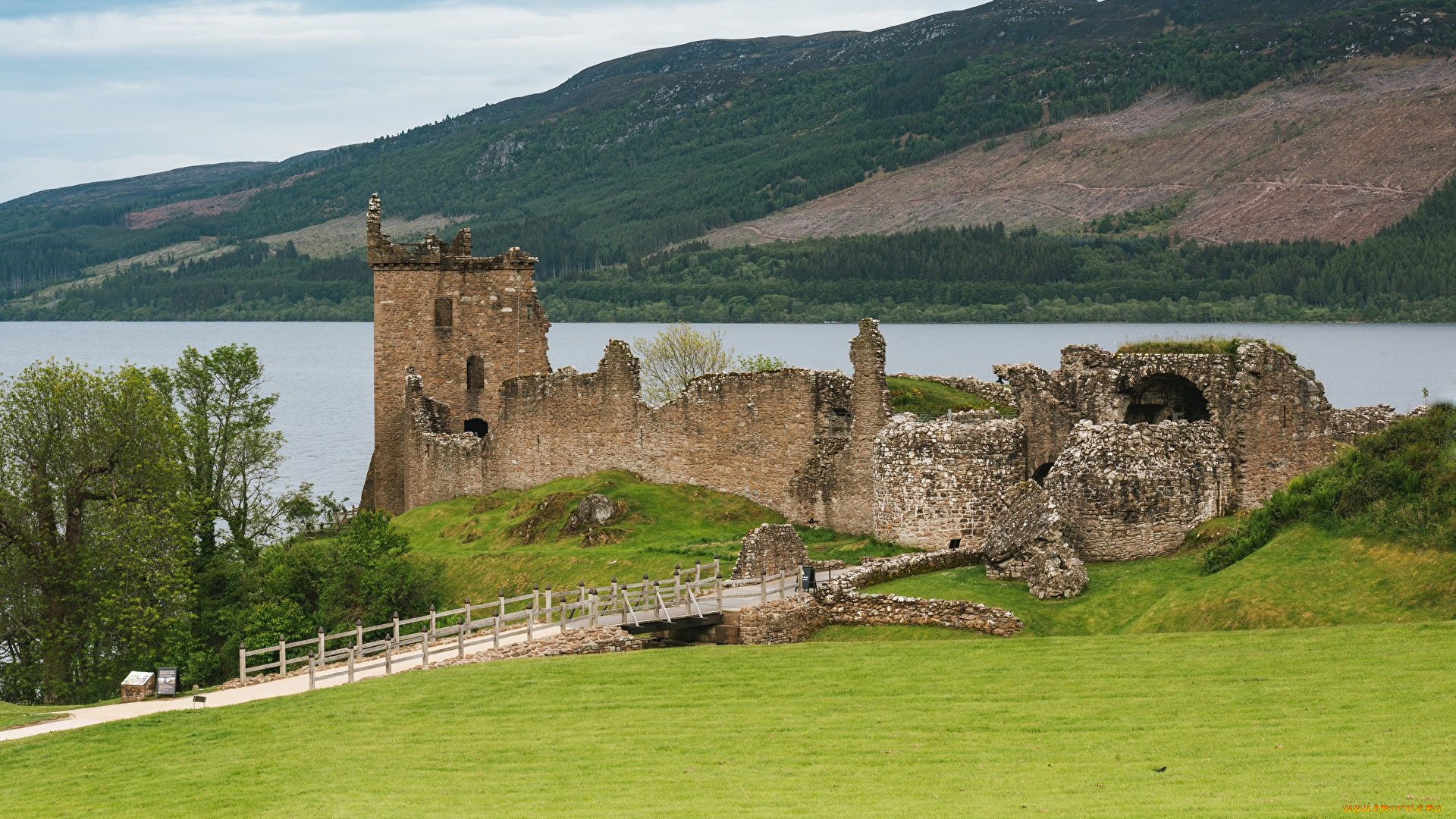 loch, ness, urquhart, castle, scotland, города, замки, англии, loch, ness, urquhart, castle