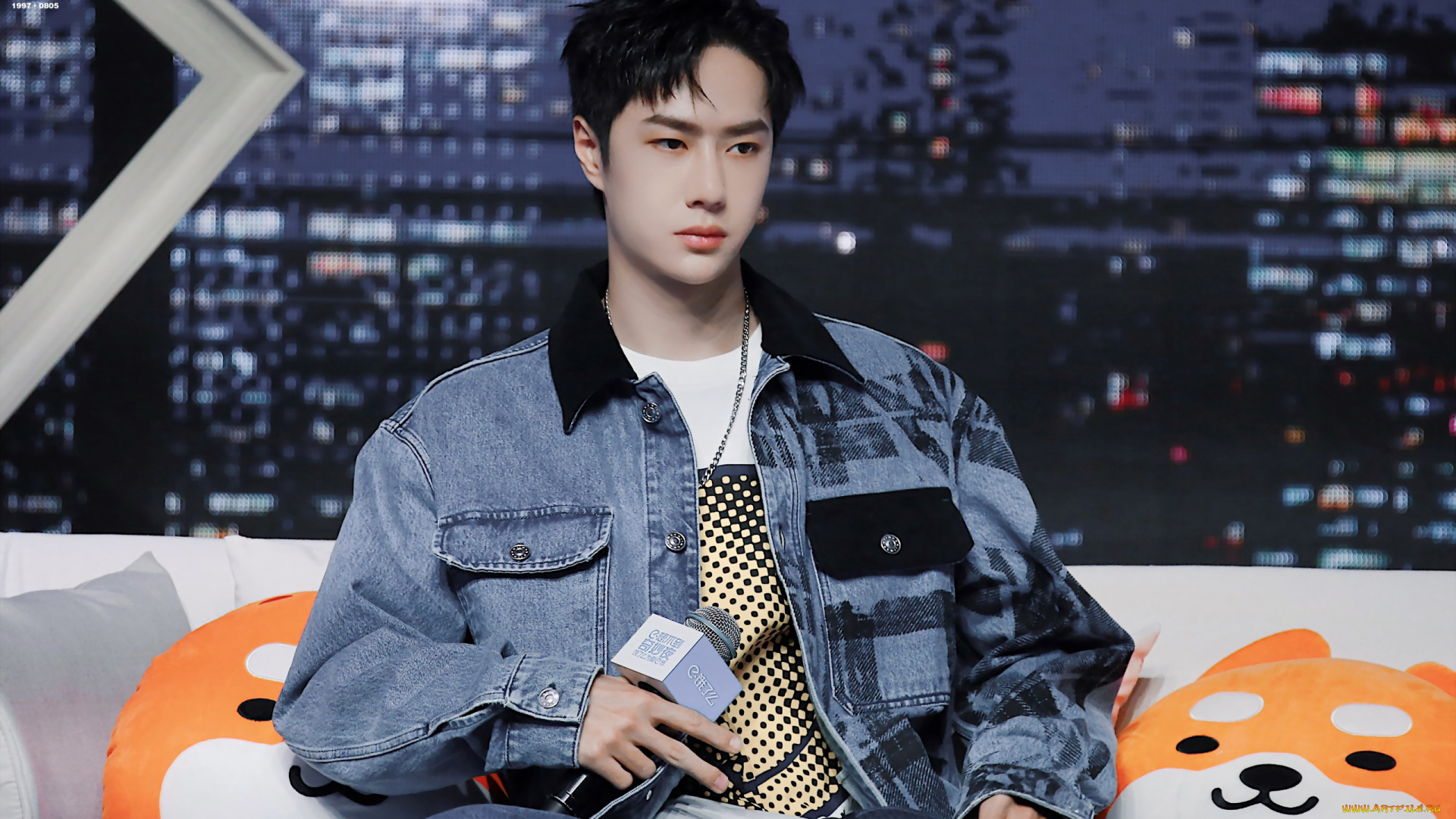 мужчины, wang, yi, bo, ван, ибо, микрофон, куртка, диван