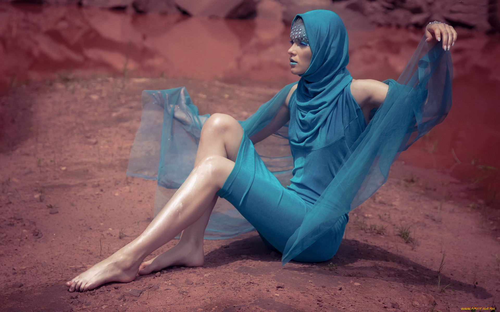 девушки, -, креатив, , косплей, босые, ноги, креатив