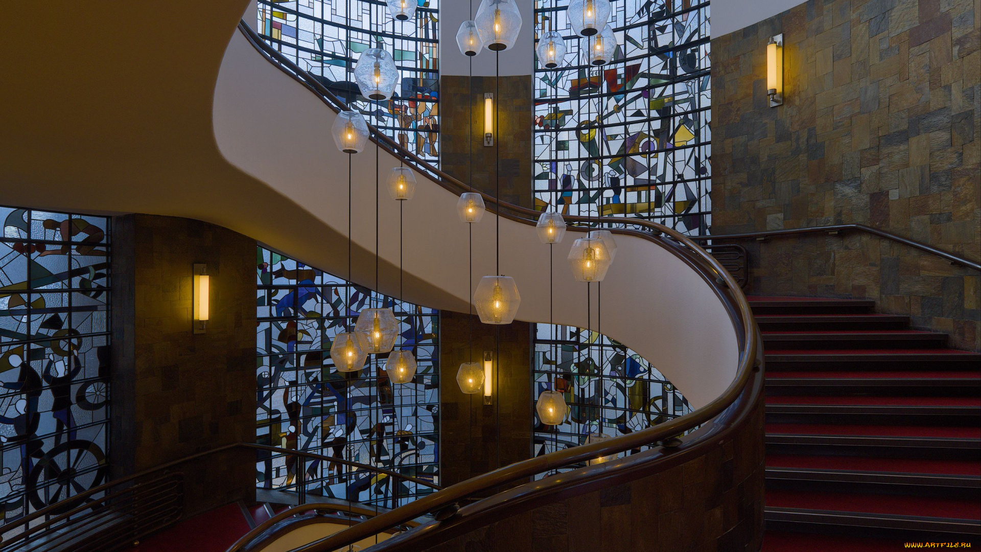 интерьер, холлы, , лестницы, , корридоры, лестница, светильники