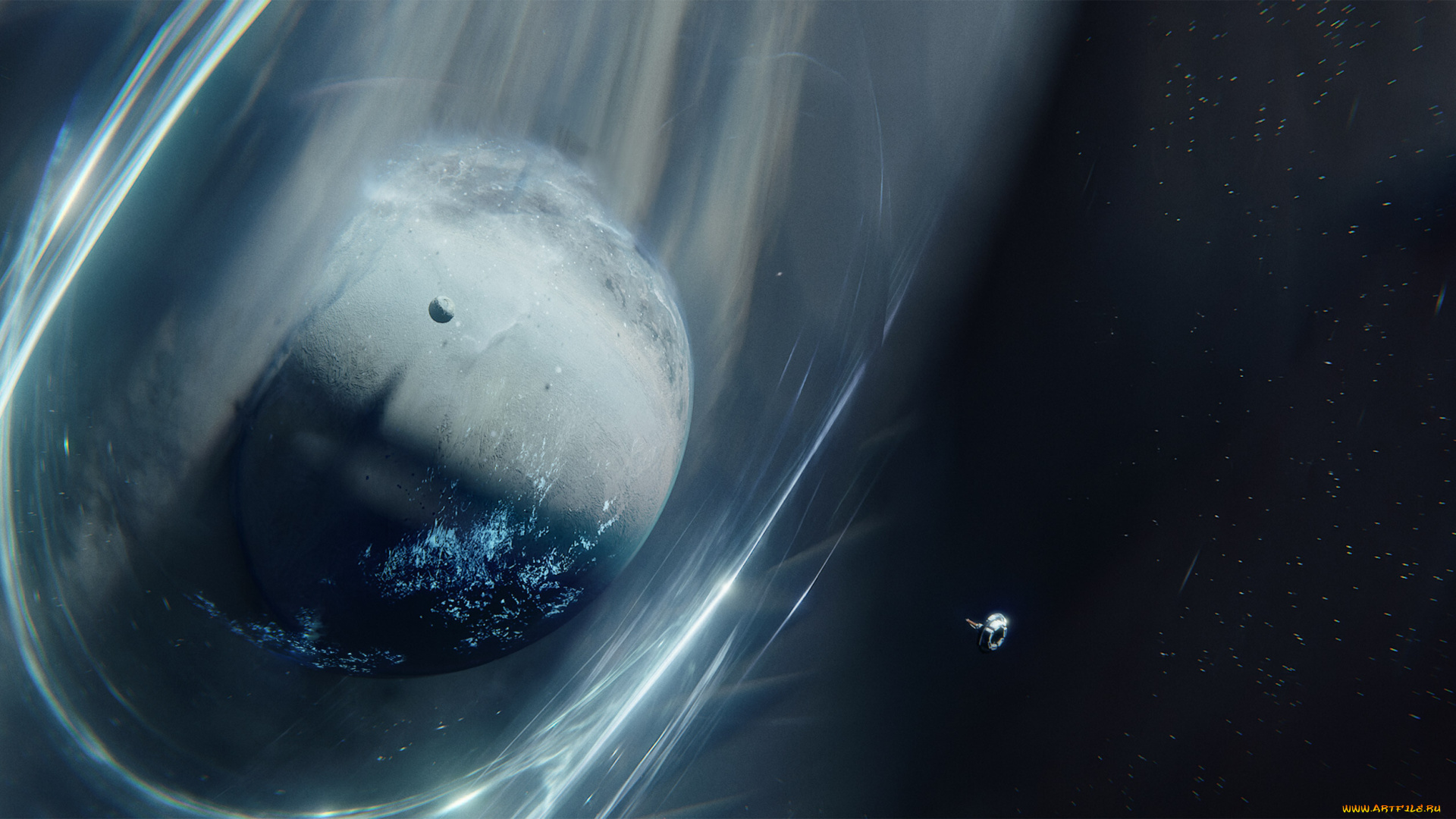 космос, арт, планета, спутник, станция