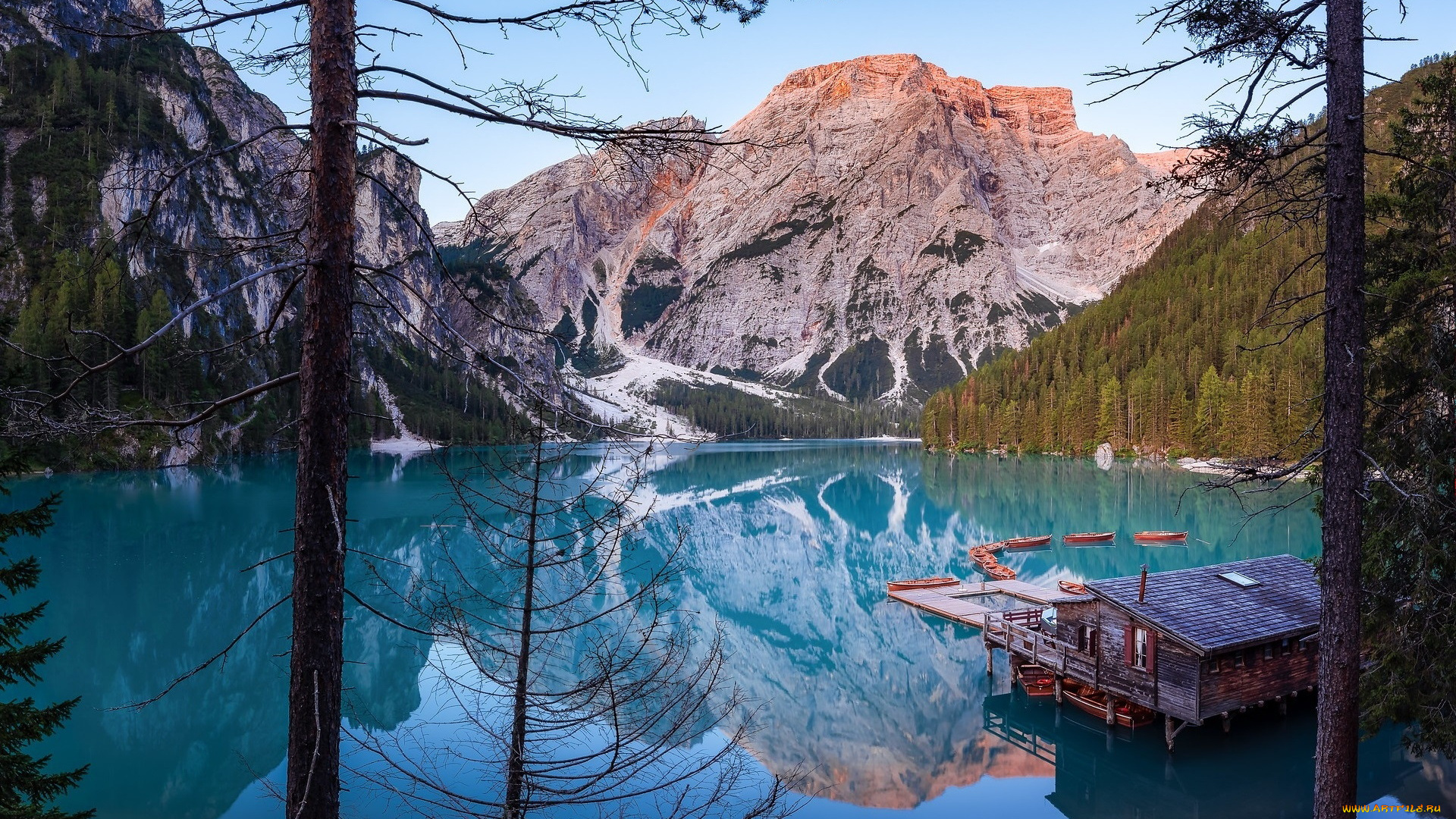 корабли, лодки, , шлюпки, горы, озеро, отражение, лес