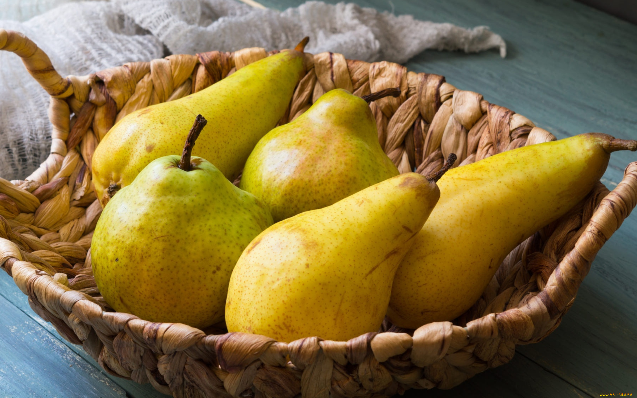 еда, груши, корзинка, спелые, сочные