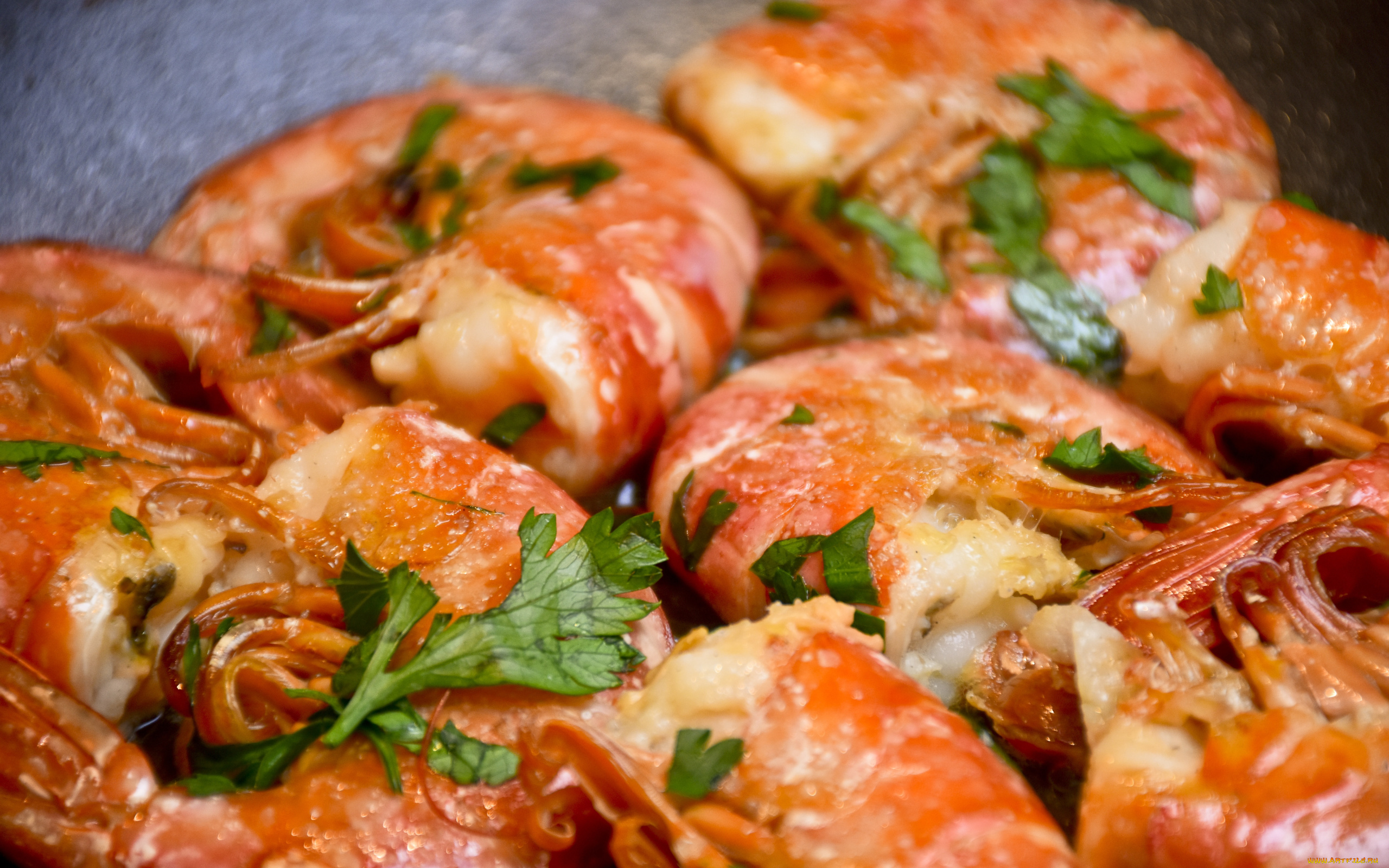 еда, рыбные, блюда, , с, морепродуктами, креветки, зелень, макро