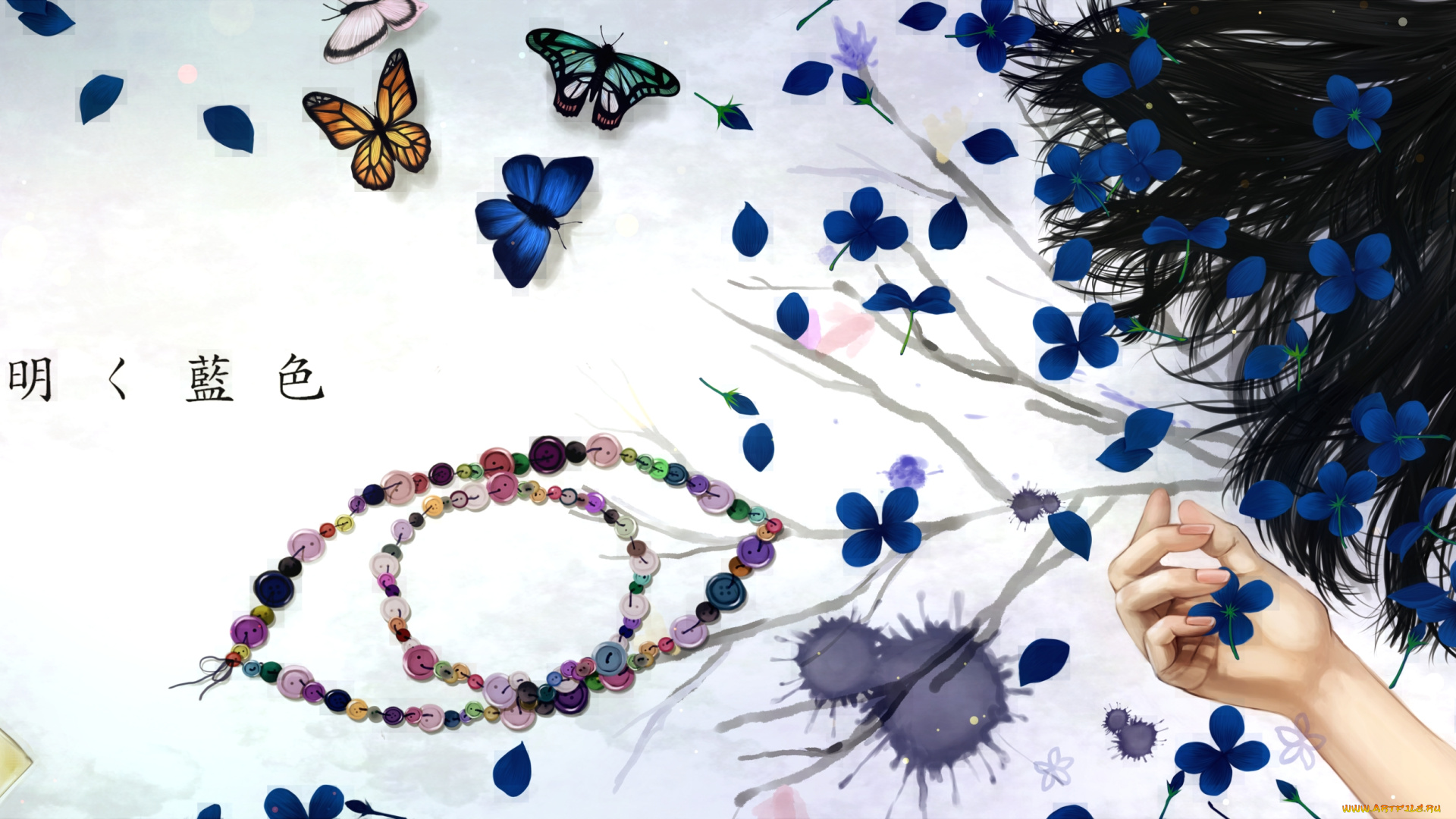 аниме, *unknown, другое, бабочки, фото, книга, девушка