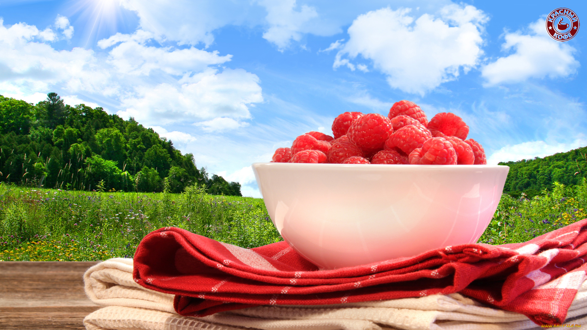 еда, малина, луг, ягоды