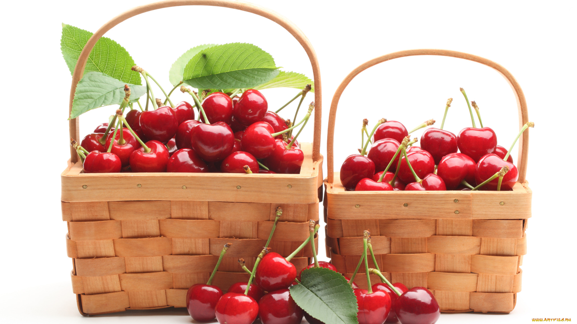 еда, вишня, черешня, корзинки