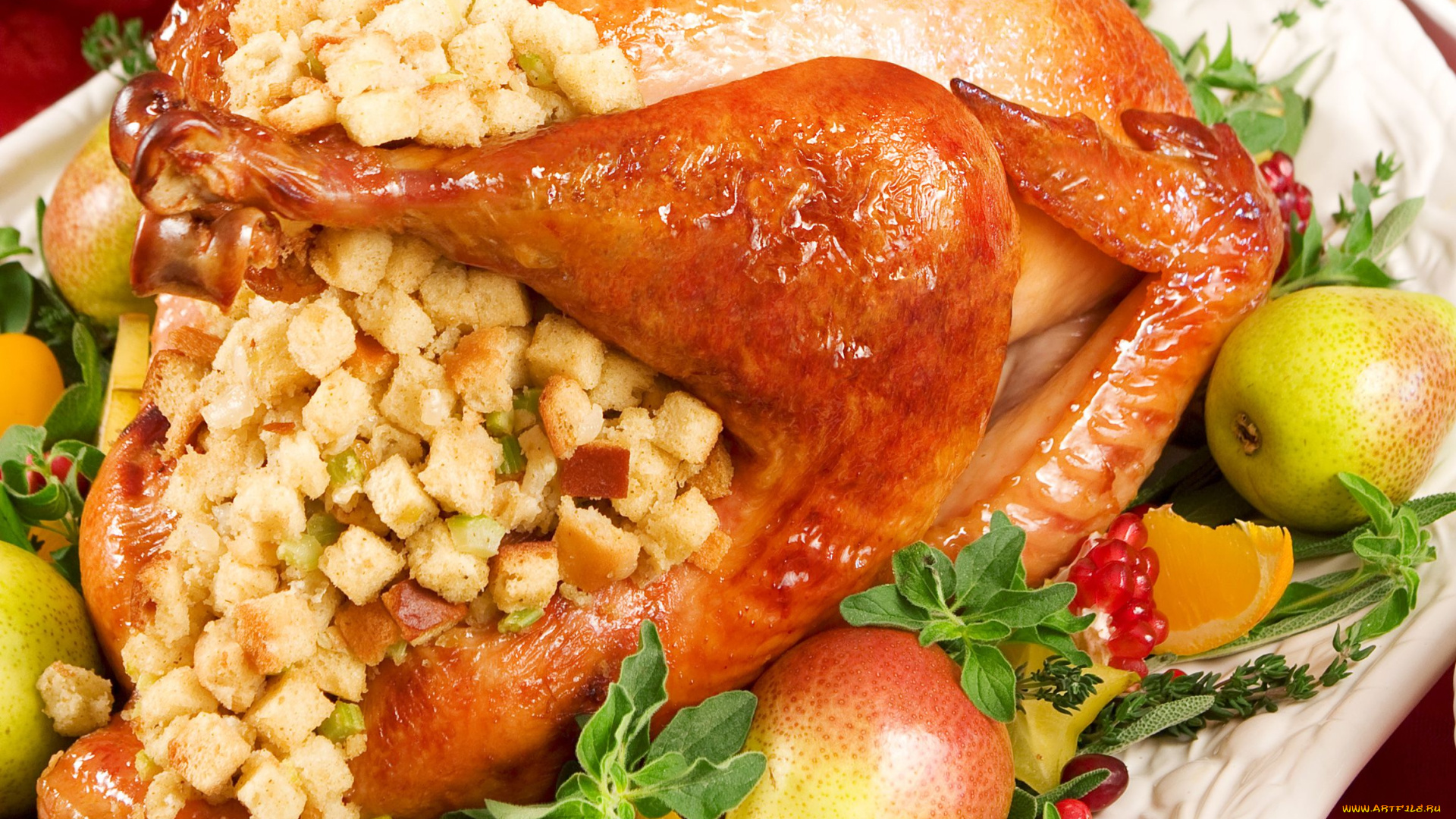 еда, вторые, блюда, сухарики, жареная, курица, груши, гарнир