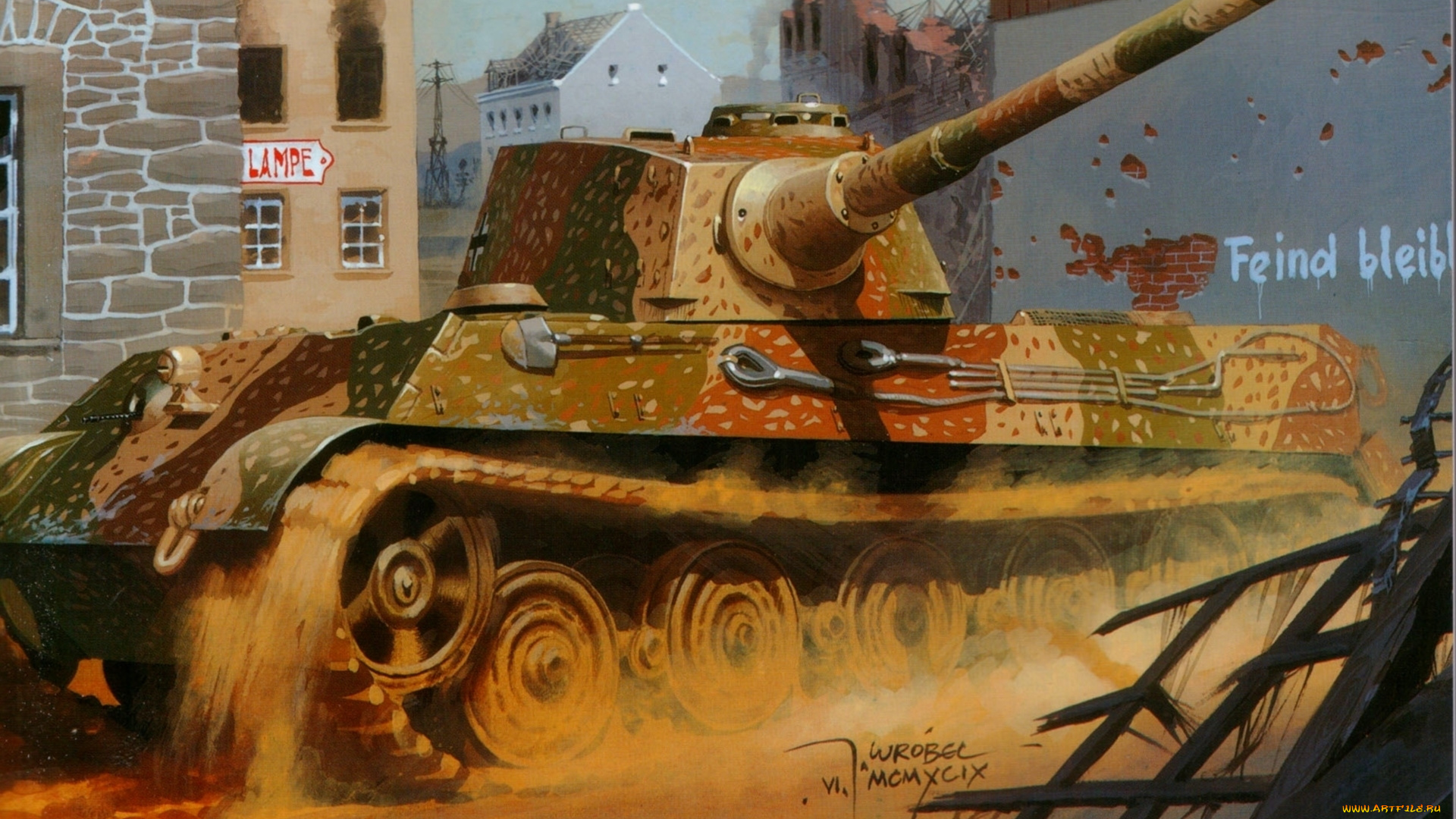 рисованные, армия, wrobel, тяжелый, танк