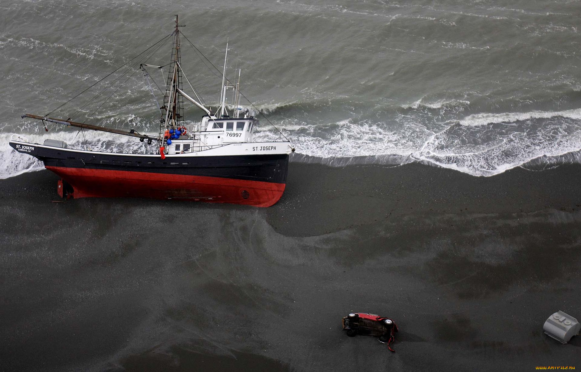корабли, баркасы, буксиры, после, шторма