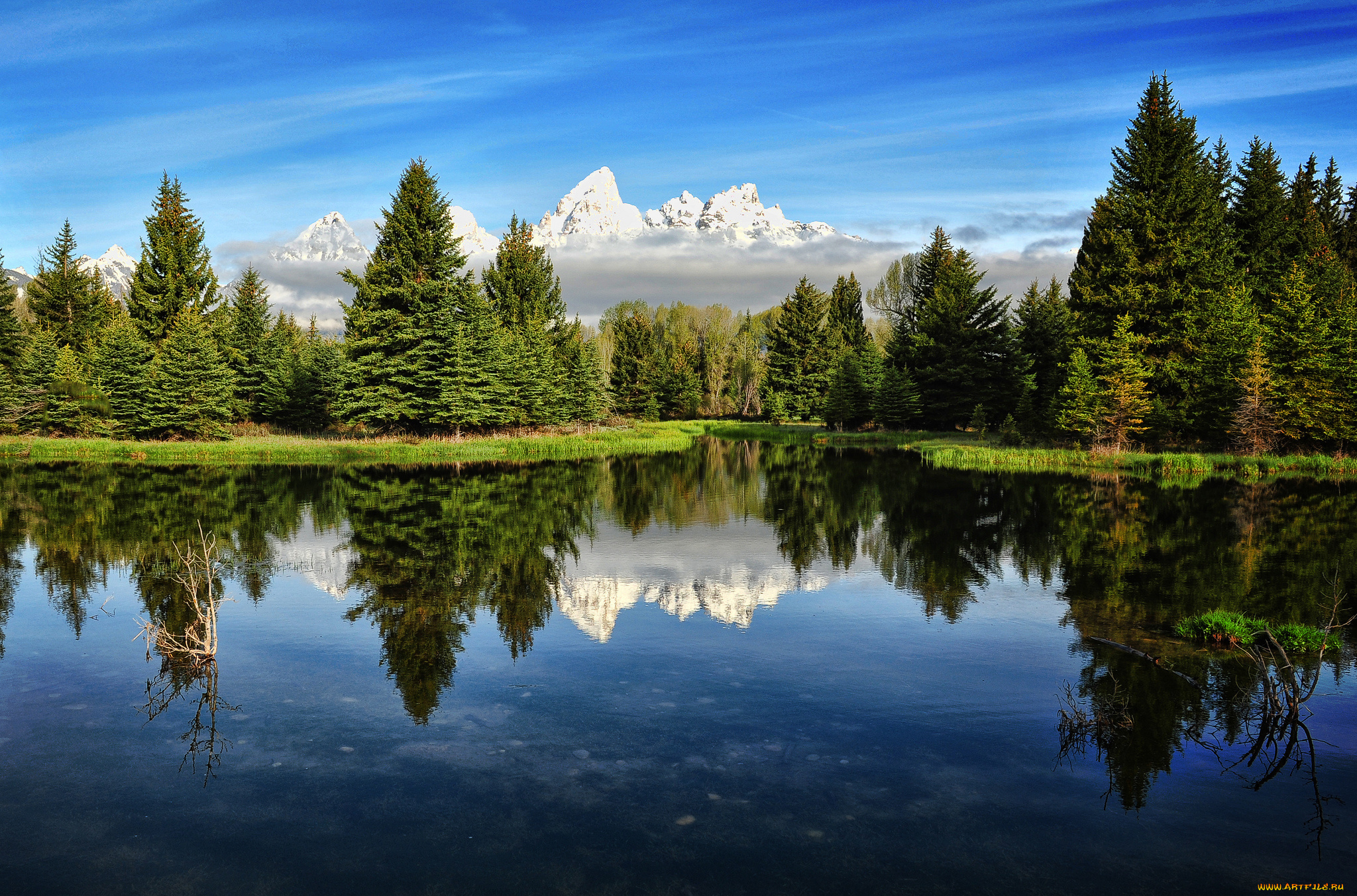 grand, teton, national, park, природа, реки, озера, пейзаж, деревья, озеро, горы
