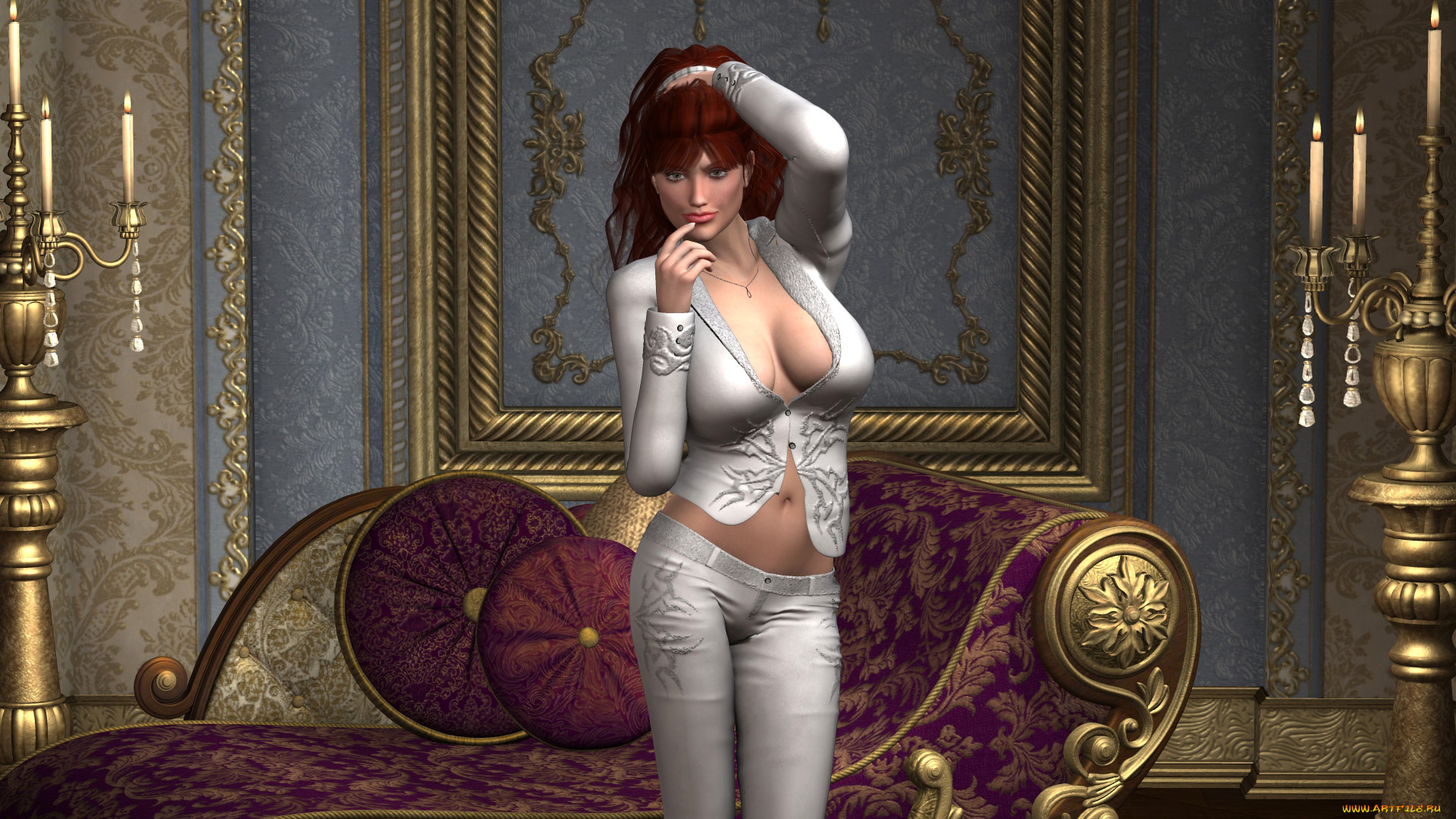 3д, графика, people, люди, девушка, зеркало