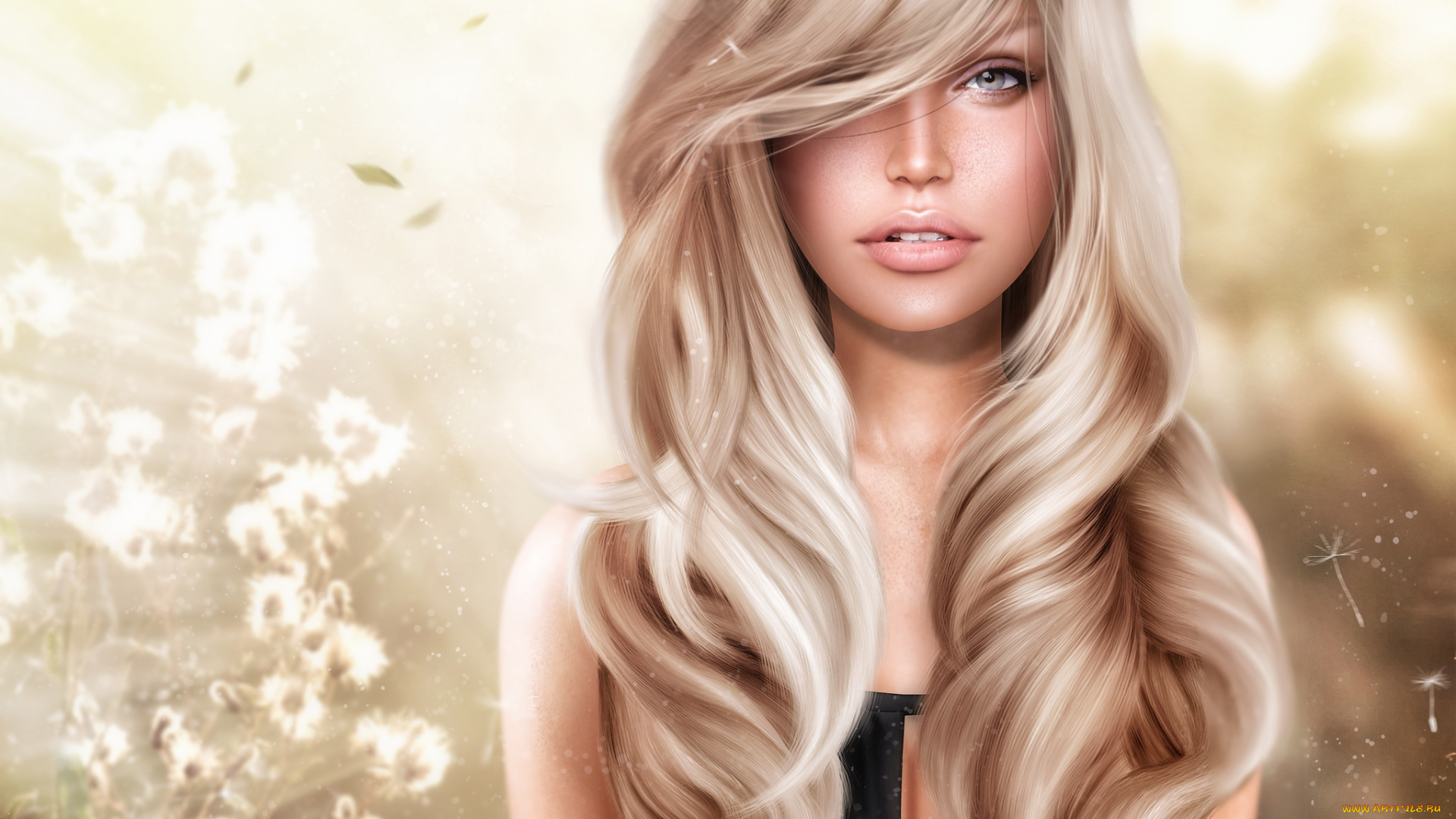 3д, графика, portraits, портрет, блондинка