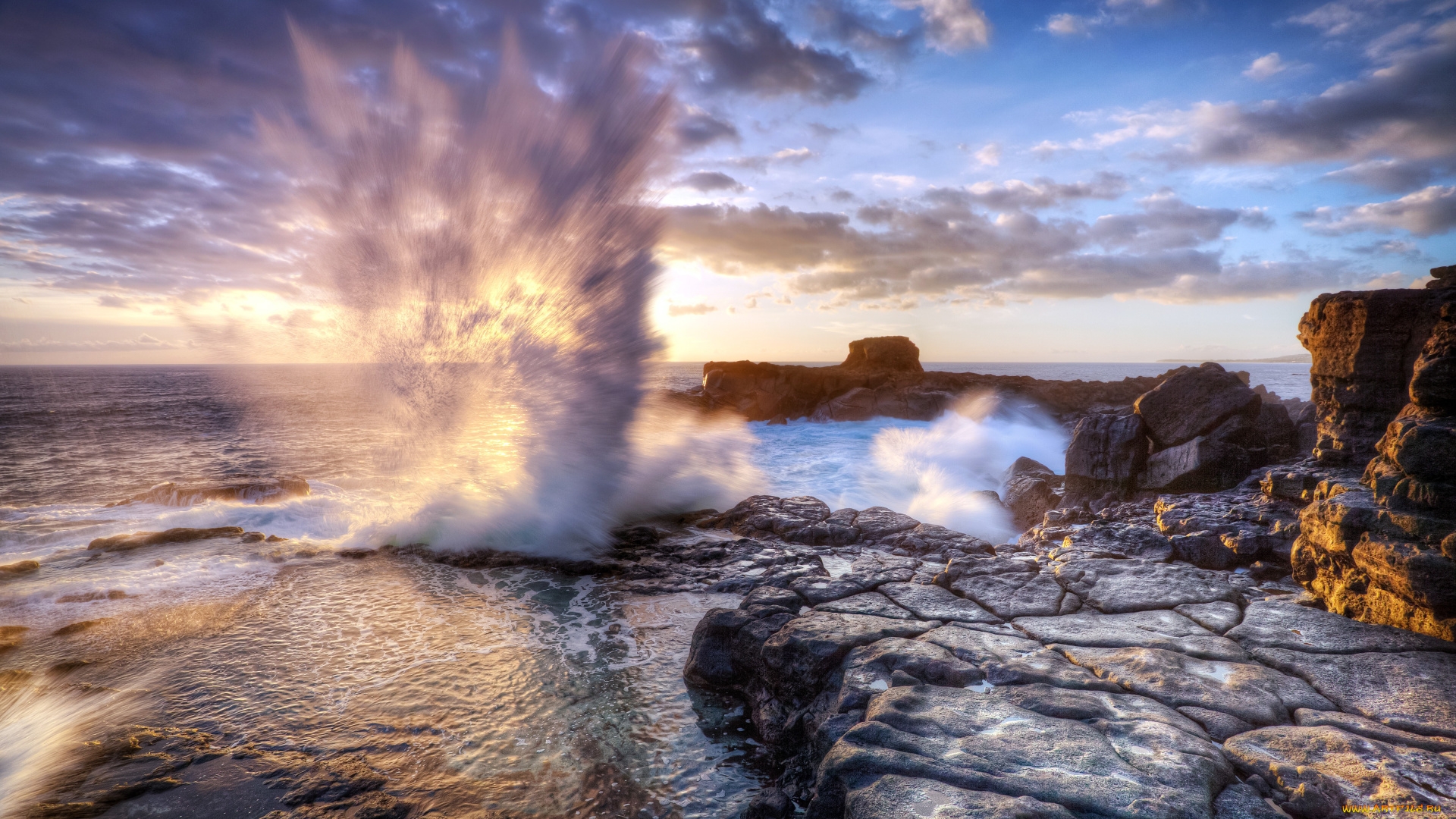 природа, стихия, брызги, прибой, камни, океан