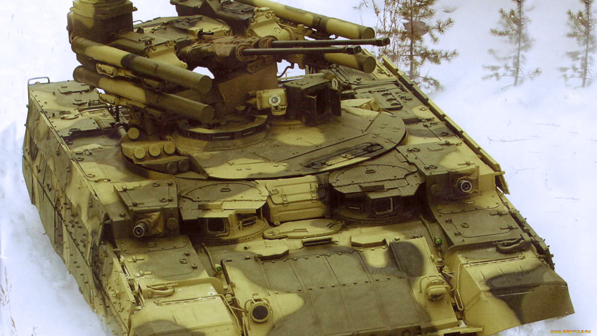 техника, военная, поле, снег, бронетехника