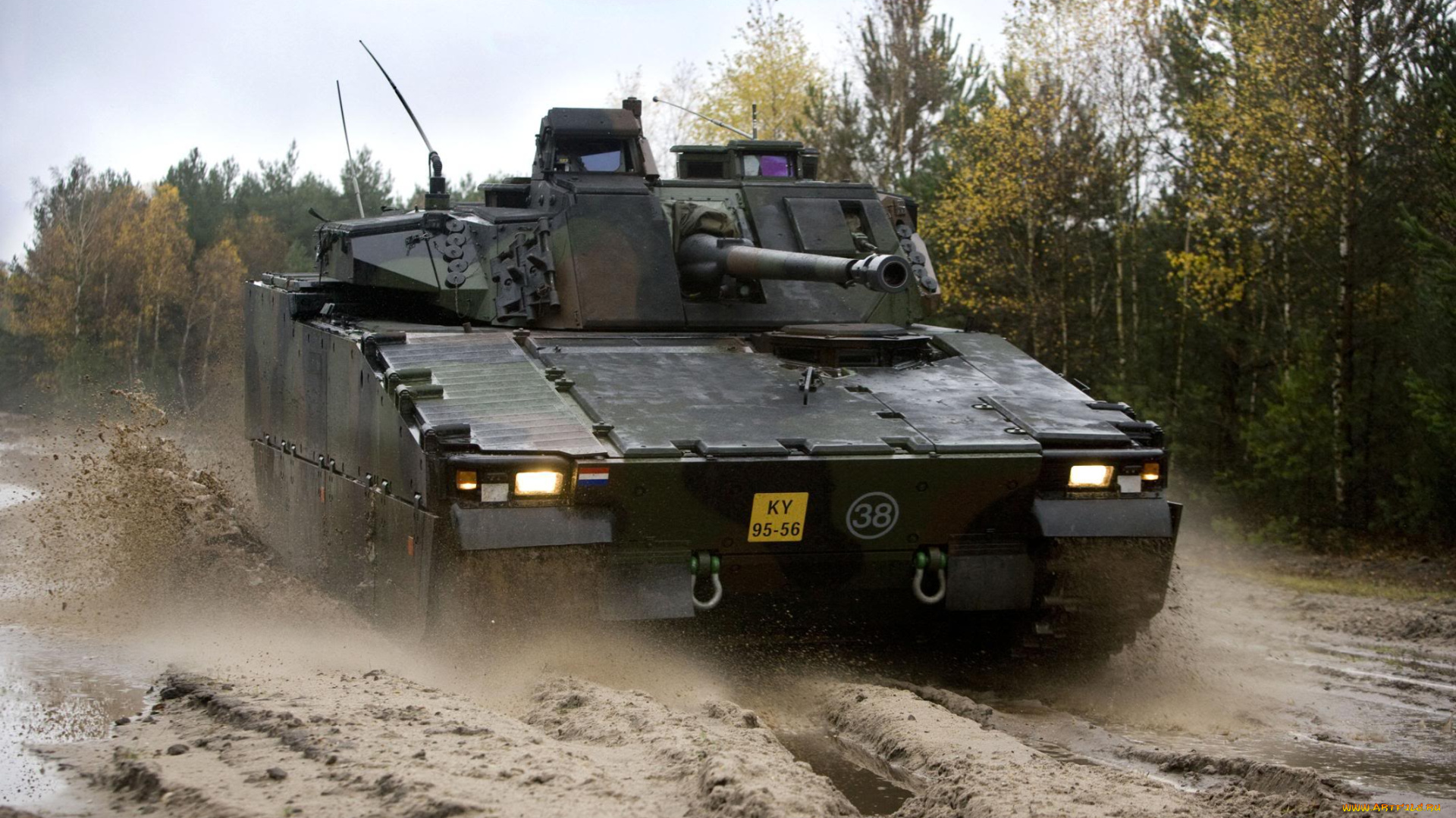 техника, военная, полигон, танк, грязь, лес