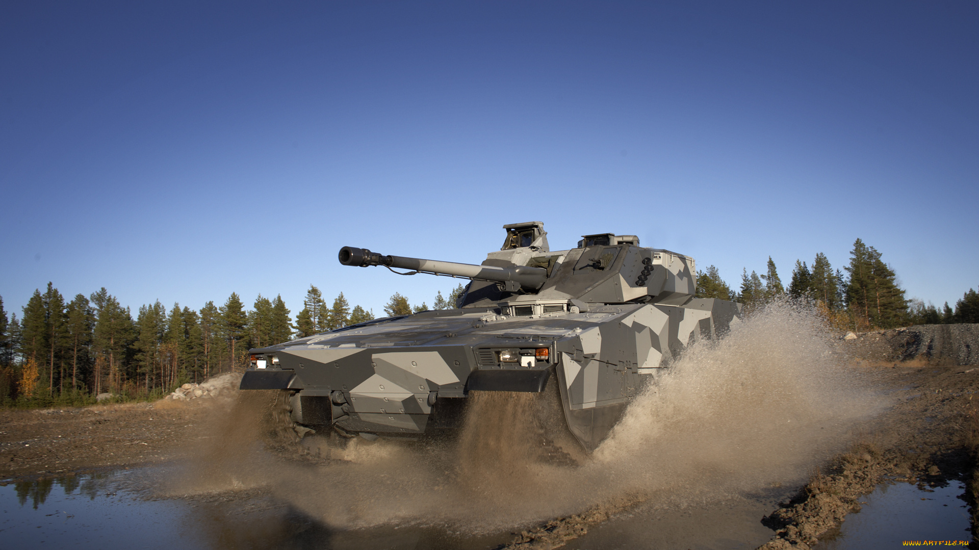 техника, военная, полигон, танк, грязь, лужи